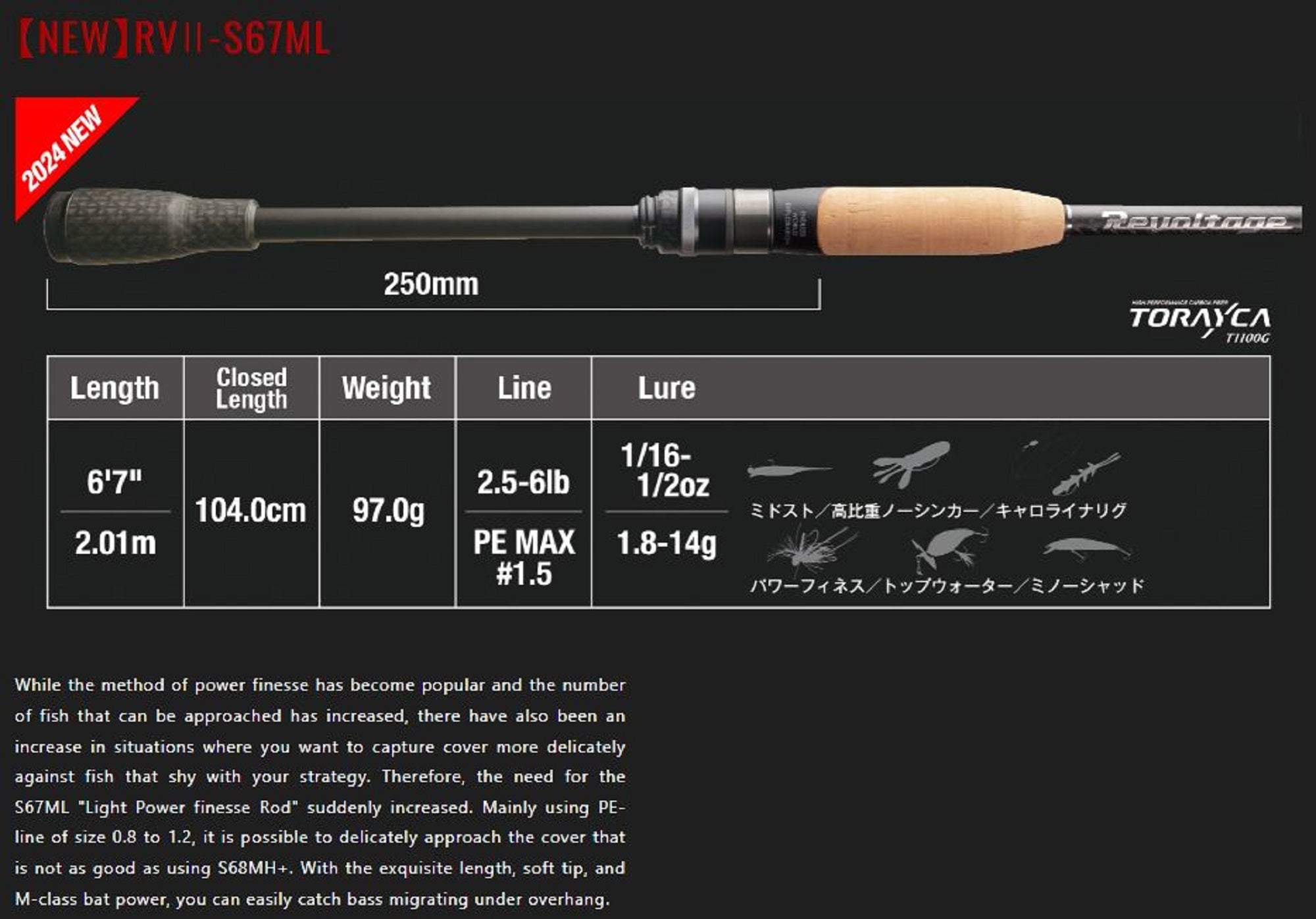 Jackall Rod Spinning Revoltage RV II-S67ML/2 Piece (7463)