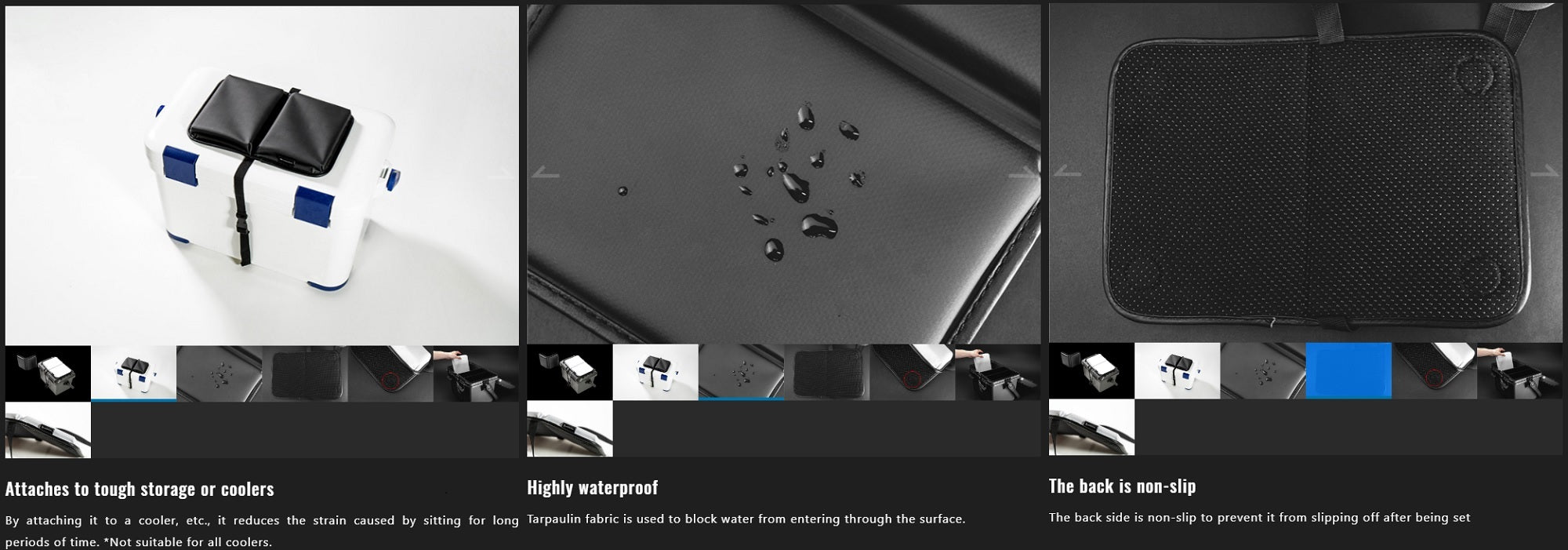 Jackall Seat Cushion Packable Size L 250 x 390 mm Black (6717)