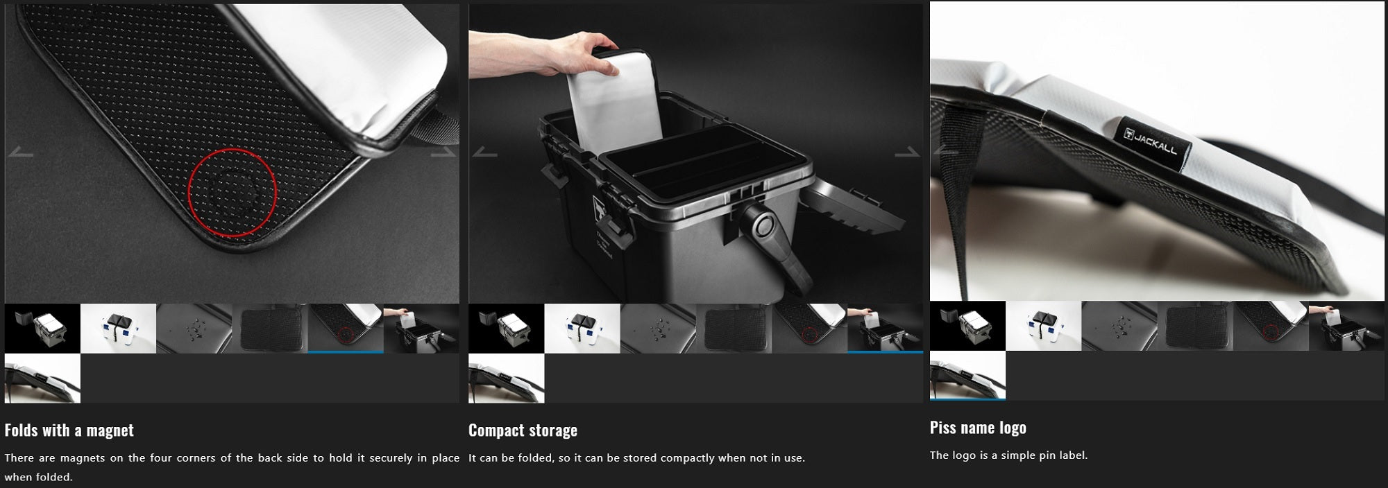 Jackall Seat Cushion Packable Size S 210 x 300 mm White (6724)