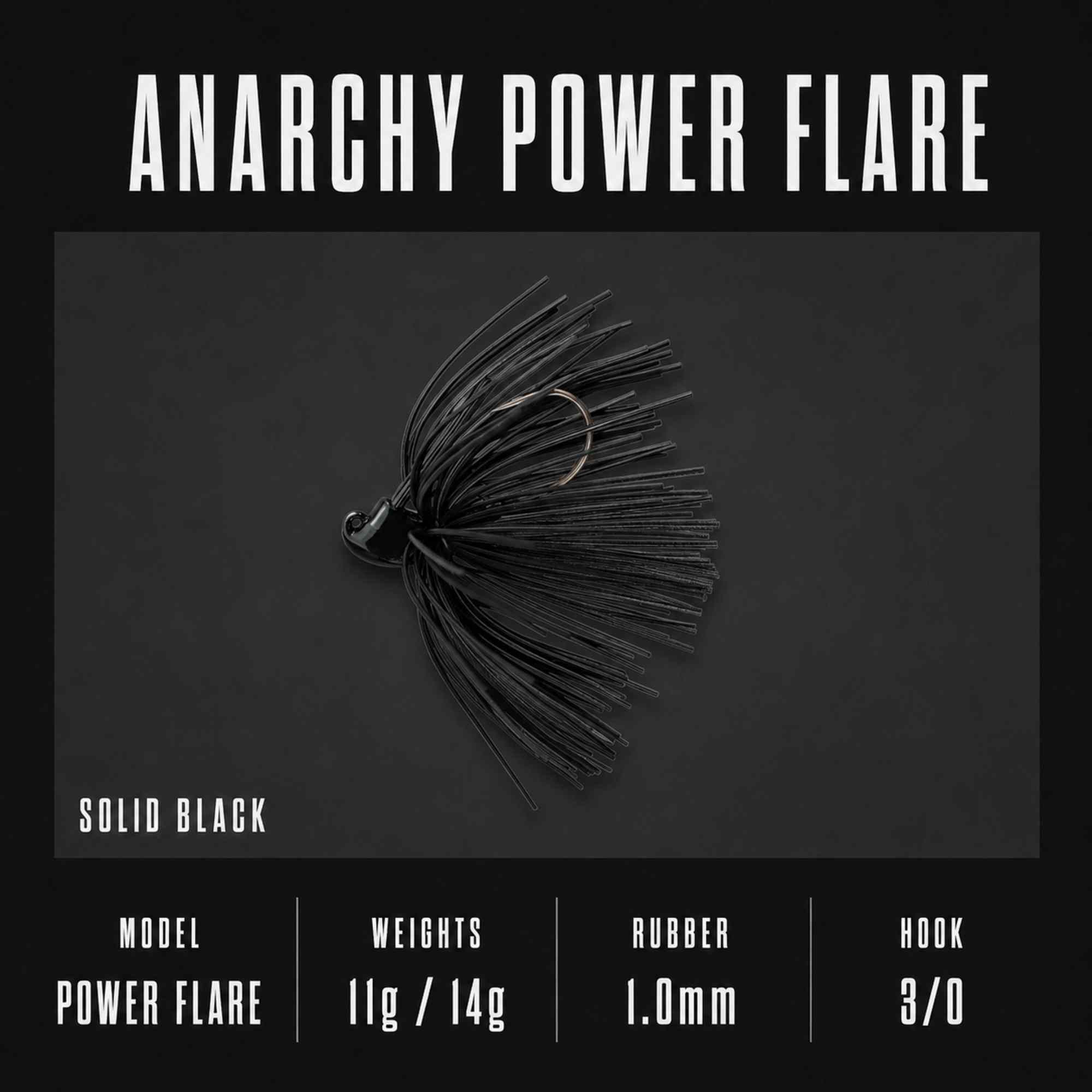 Jackall Anarchy Jig Power Flare 11 grams Sinking Lure Solid Black (3319)