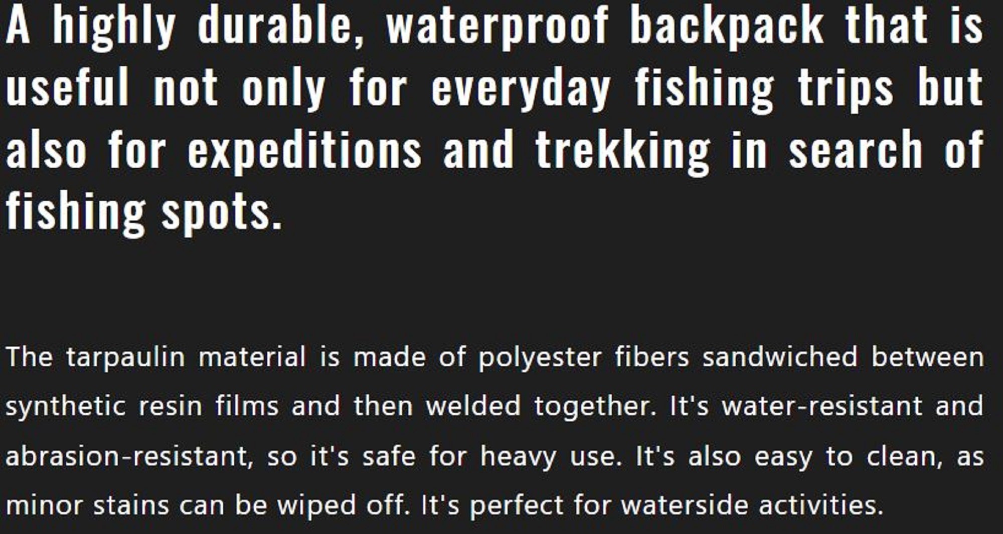 Jackall Bag Waterproof Backpack 30L - 35L Size L Black L (8907)