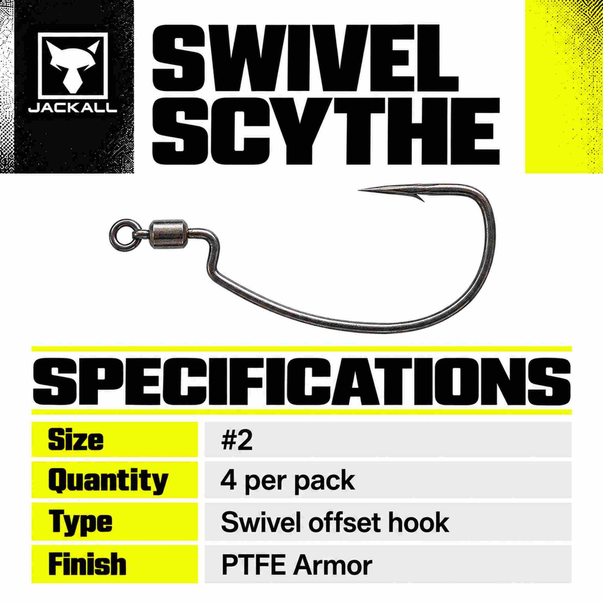 Jackall Hooks Swivel Scythe 4 per Pack Size 2 (8975)