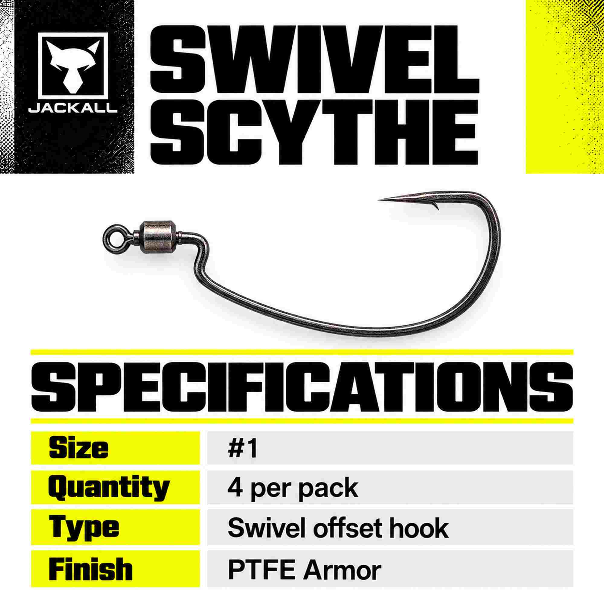 Jackall Hooks Swivel Scythe 4 per Pack Size 1 (8982)