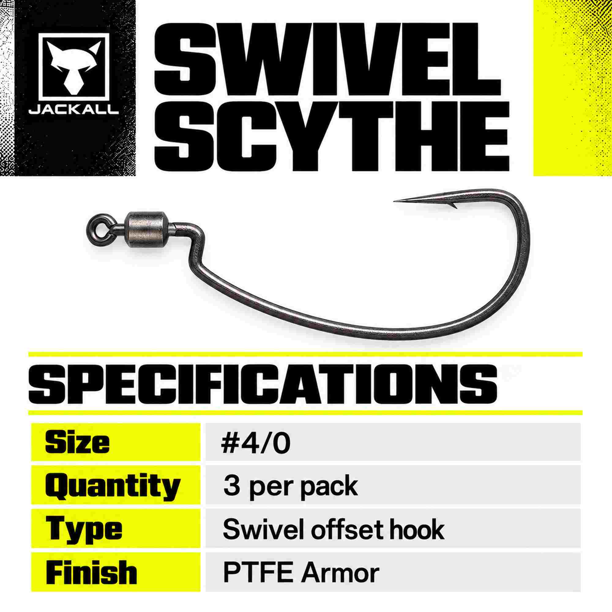 Jackall Hooks Swivel Scythe 4 per Pack Size 4/0 (9026)