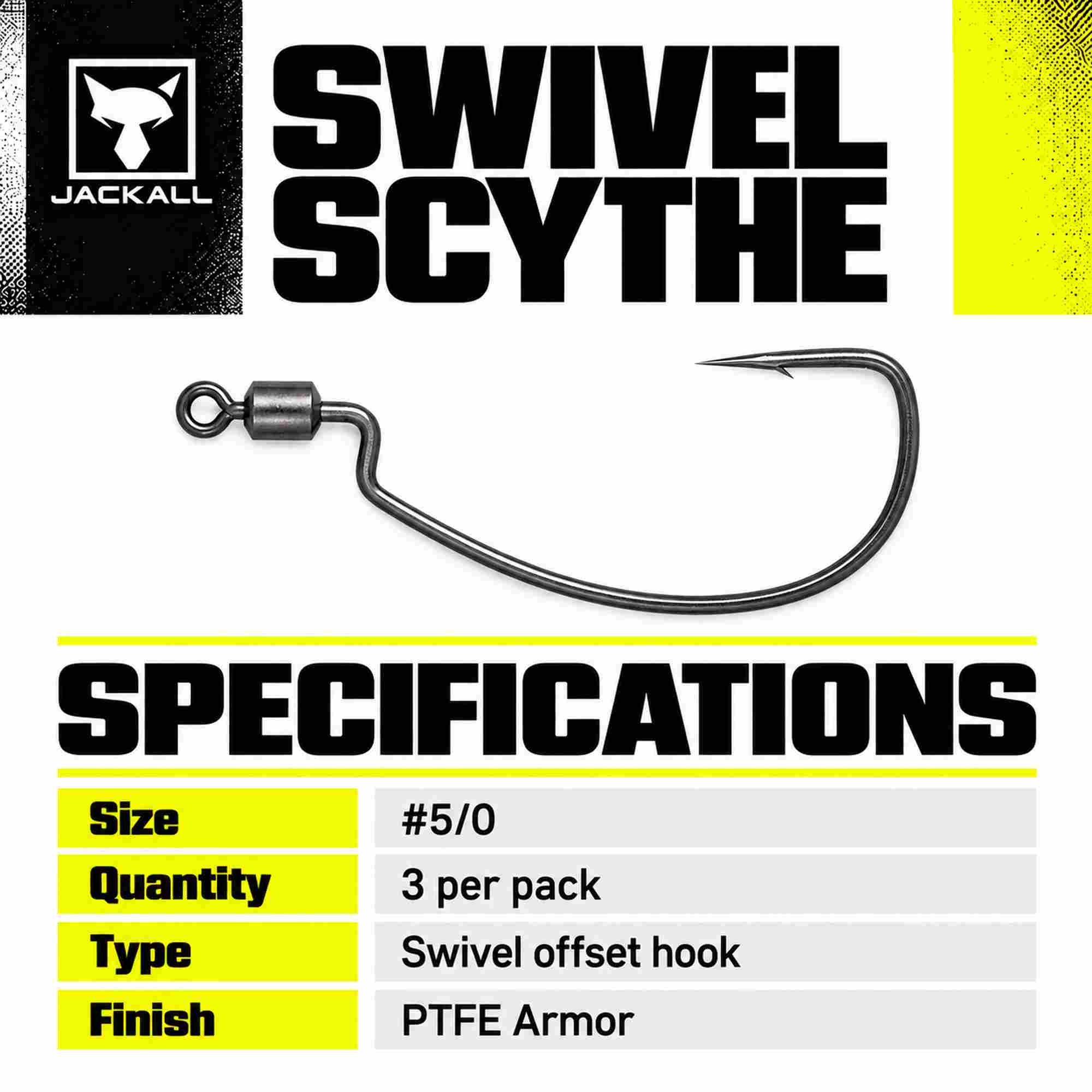 Jackall Hooks Swivel Scythe 4 per Pack Size 5/0 (9033)