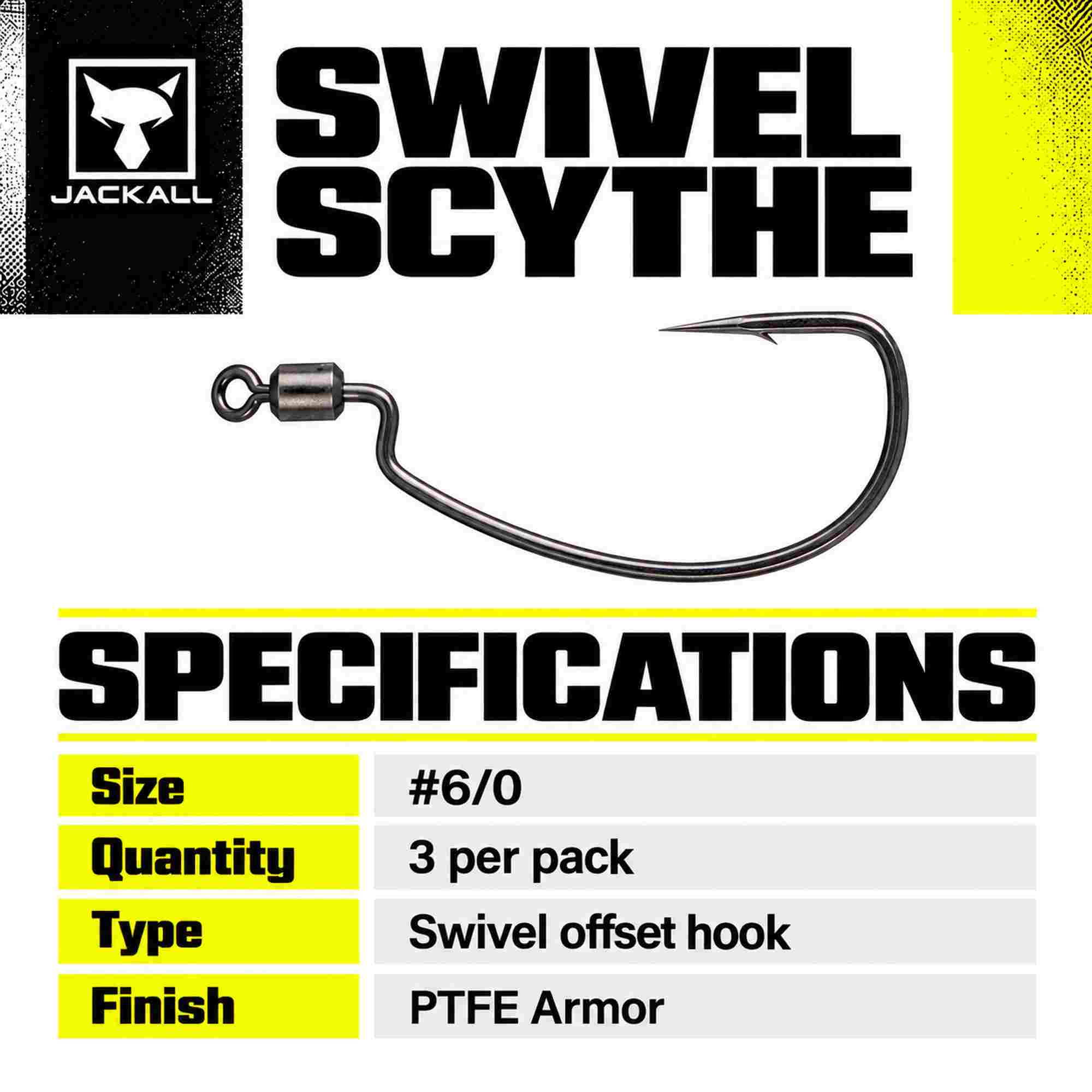 Jackall Hooks Swivel Scythe 4 per Pack Size 6/0 (9040)