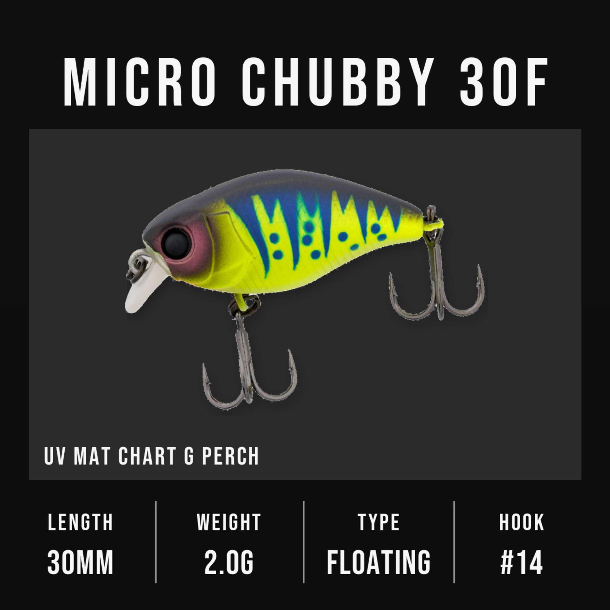 Jackall Chubby Micro 30F Floating Lure UV Mat Chart G Perch (1592)