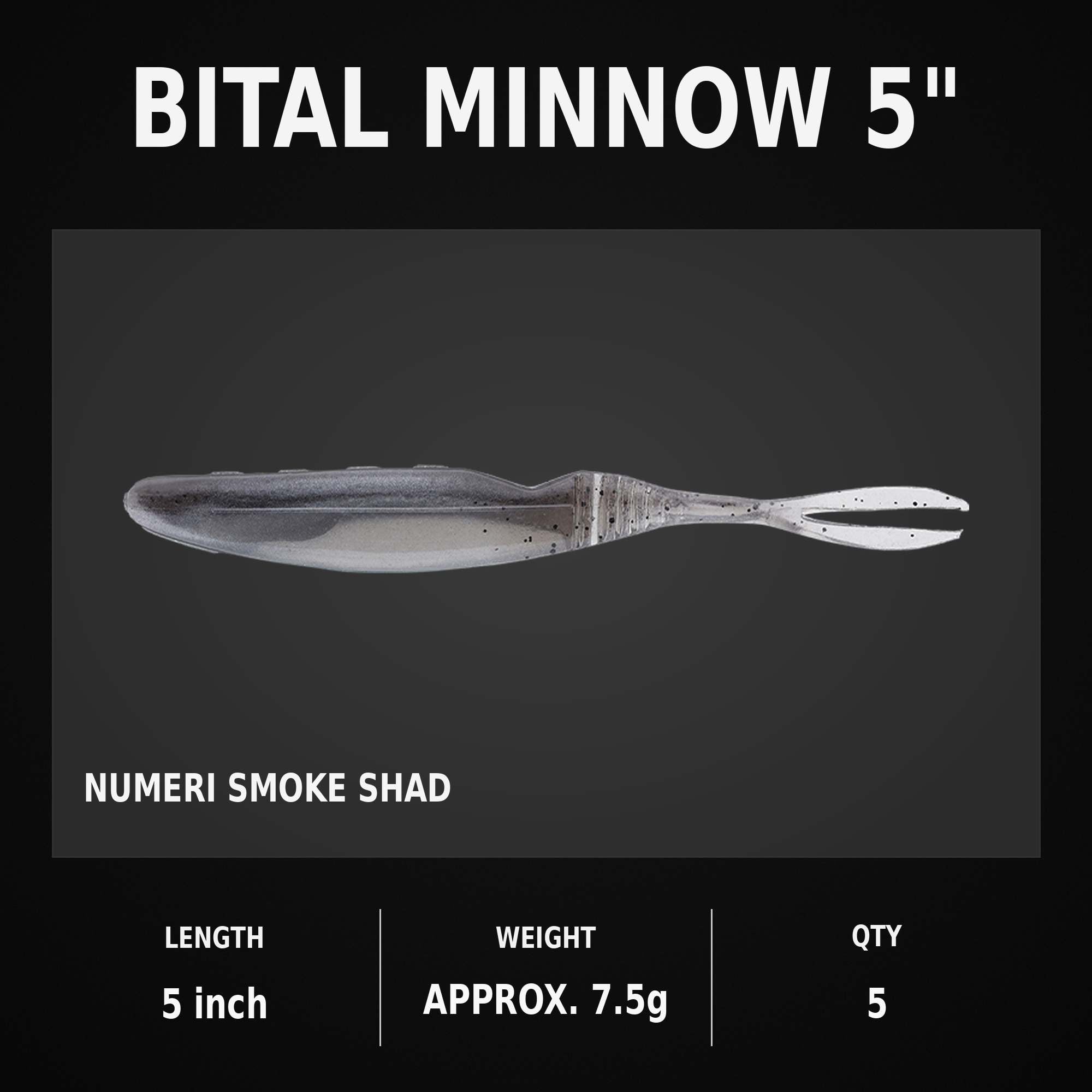 Jackall Soft Lure Bital Minnow 5 Inch Numeri Smoke Shad (6283)
