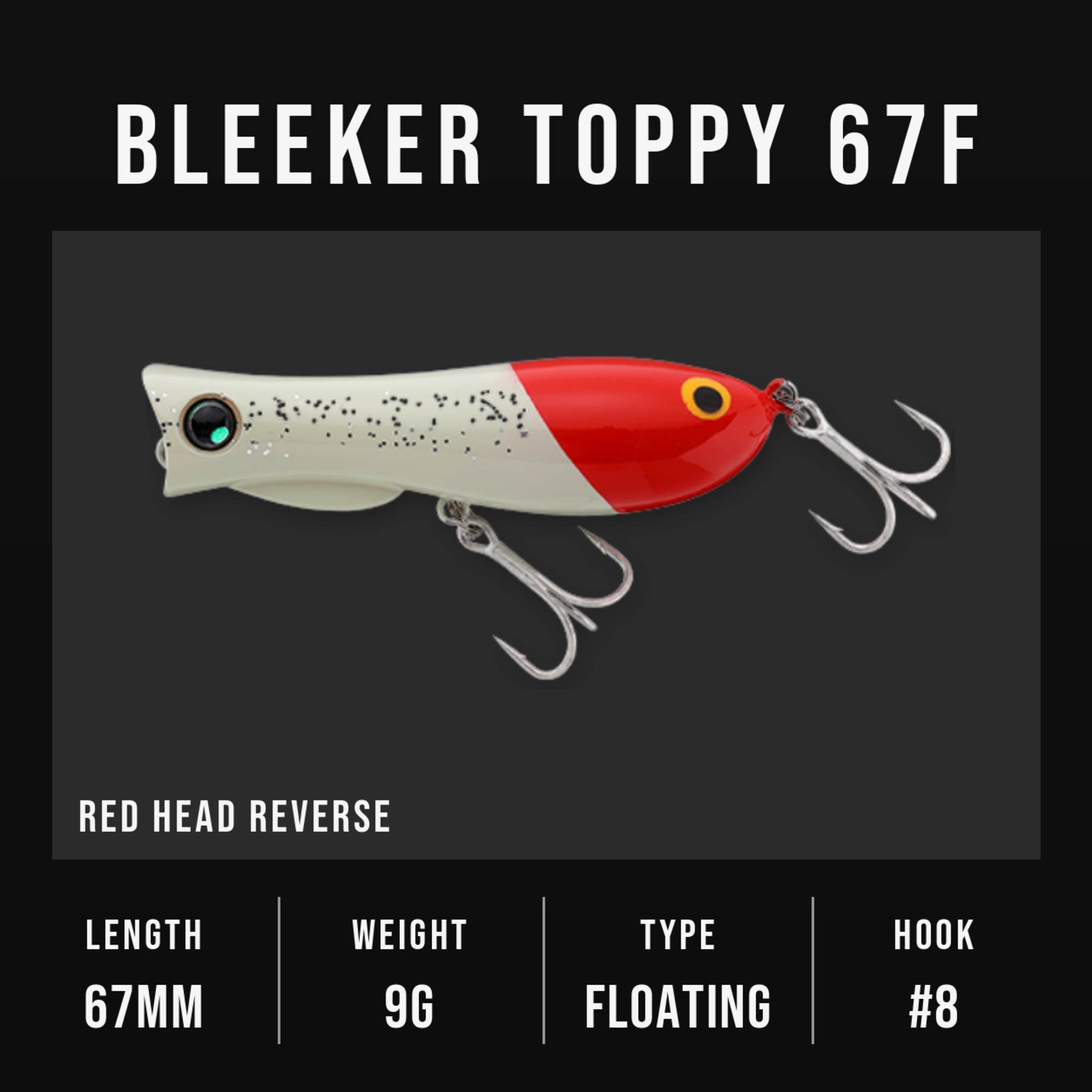 Jackall Bleeker Toppy 67F Floating Lure Red Head Reverse (1034)