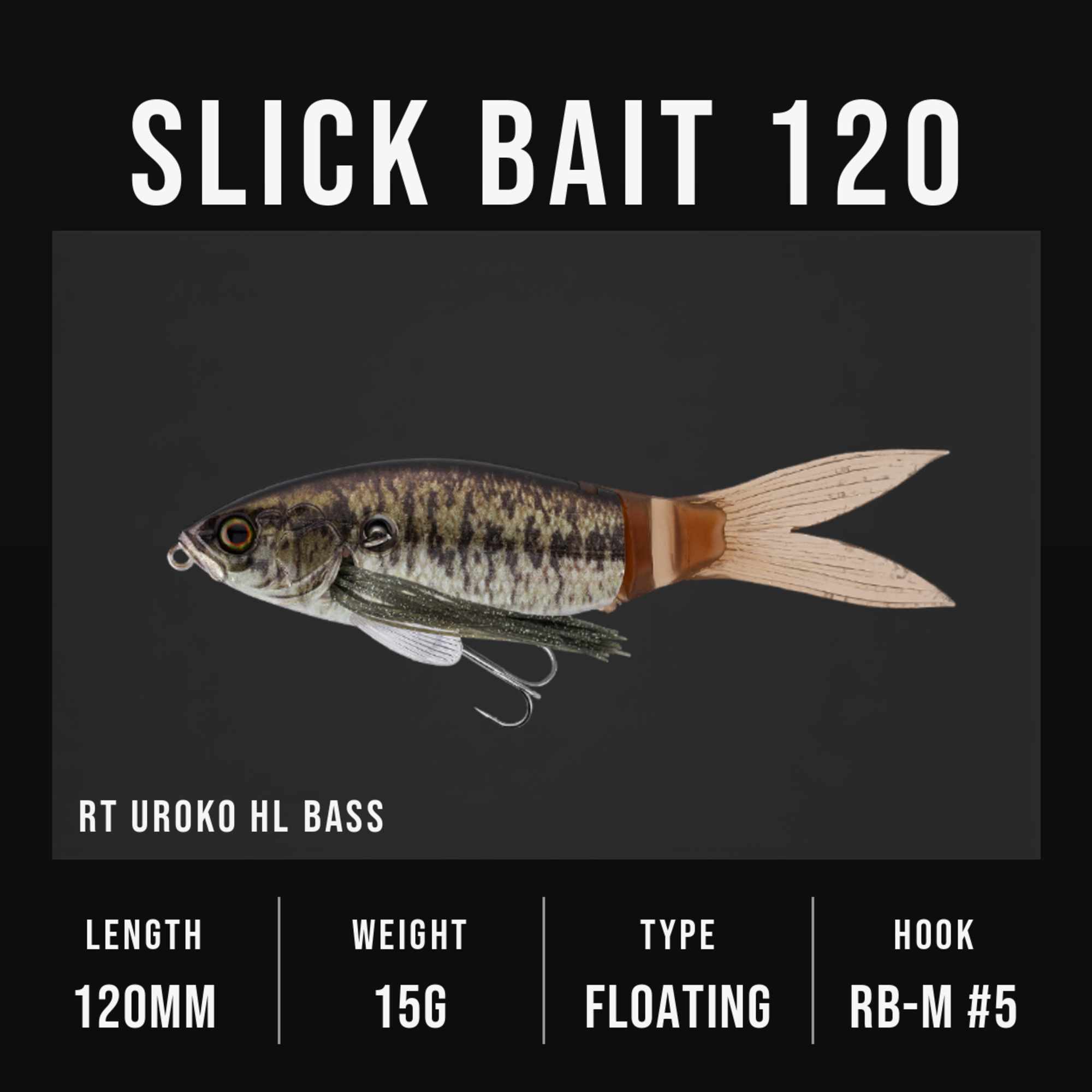 Jackall Slick Bait 120 Floating Lure RT Uroko HL Bass (1591)