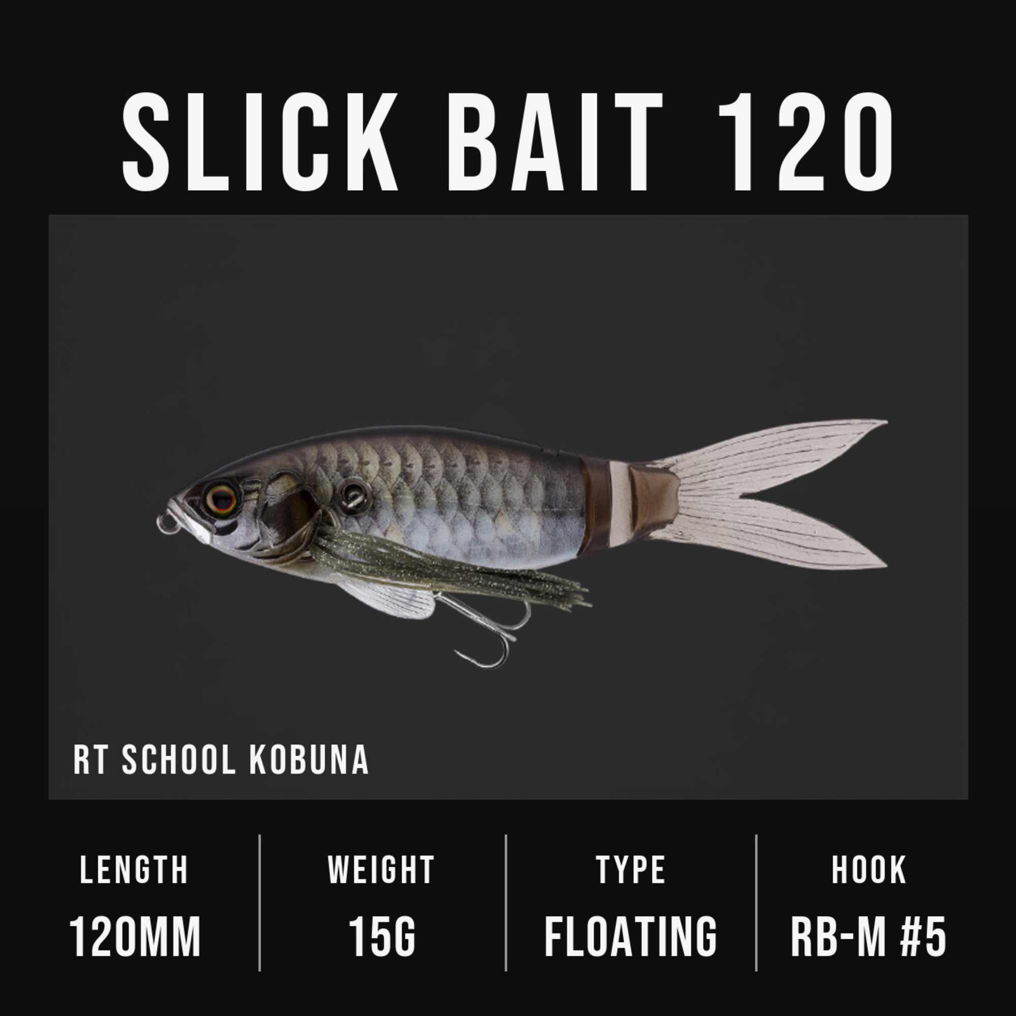 Jackall Slick Bait 120 Floating Lure RT School Kobuna (1607)