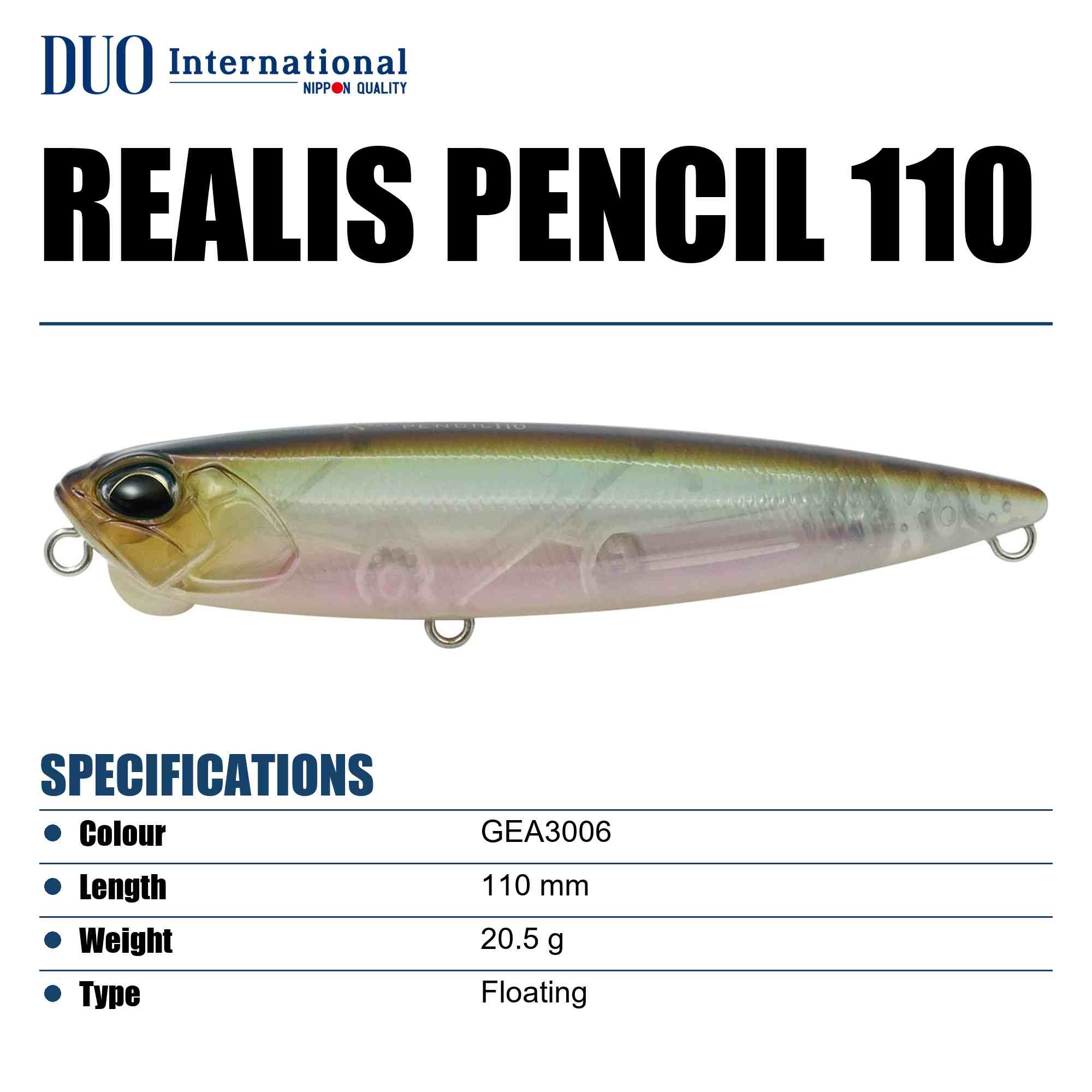 Duo Realis Pencil 110 Topwater Floating Lure GEA3006 (9842)