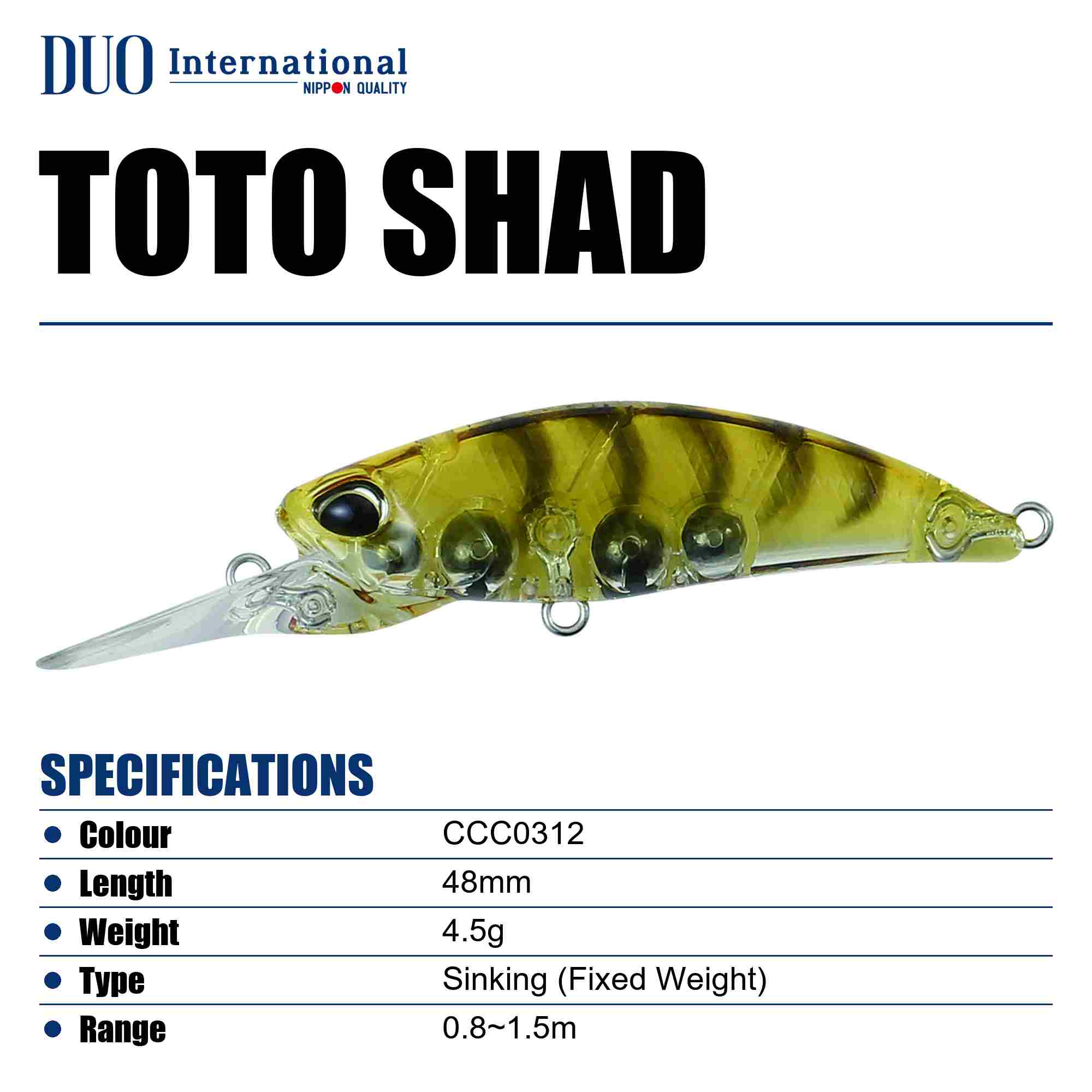 Duo Tetra Works Toto Shad 48 mm Sinking Lure CCC0312 (1739)
