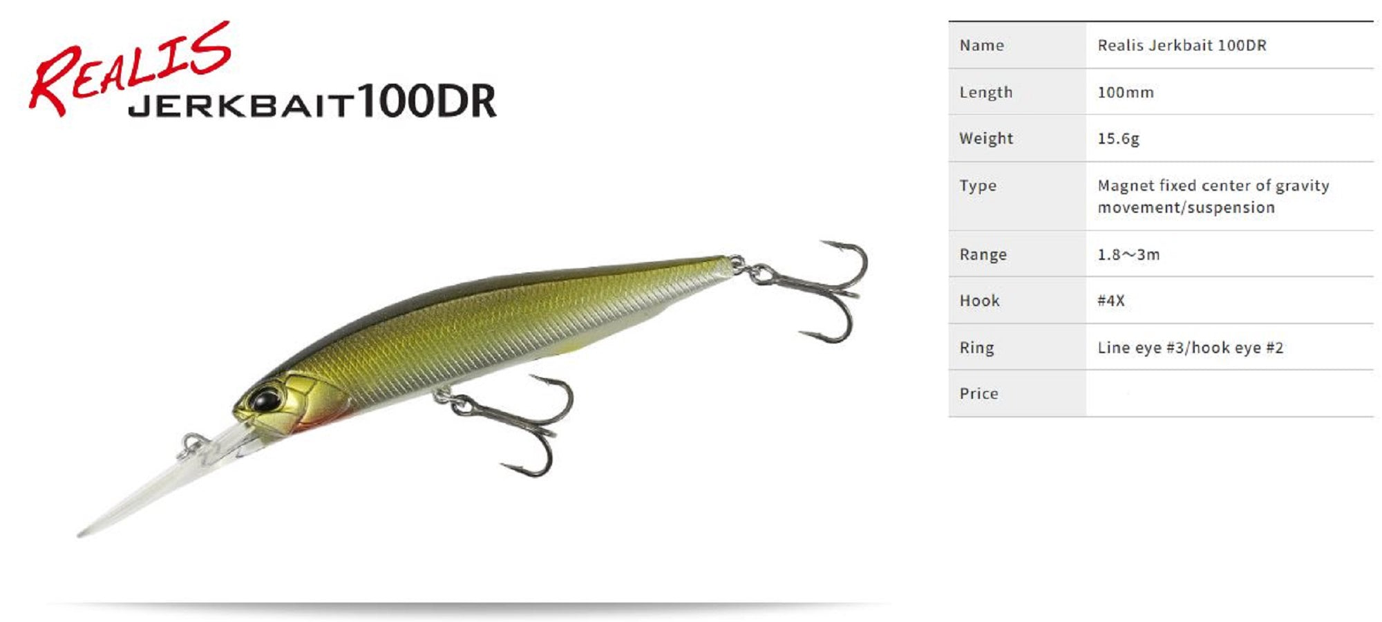 Duo Realis Jerkbait 100 DR Deep Diving Suspend Lure DRA3050 (5218)