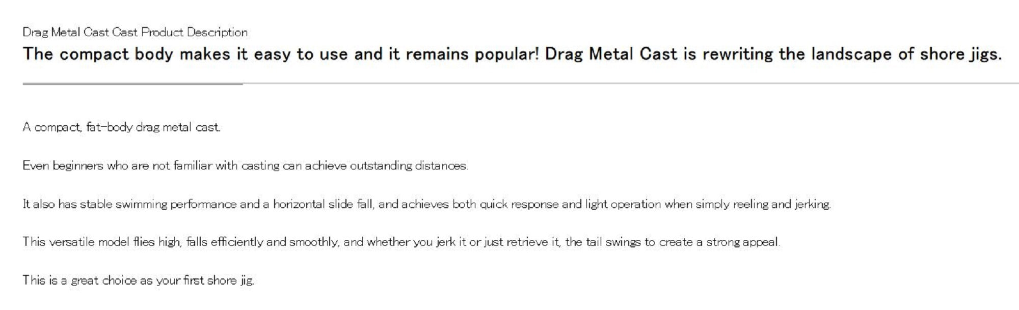 Duo Metal Jig Drag Metal Cast SLJ 60 grams PJA0101 (2097)