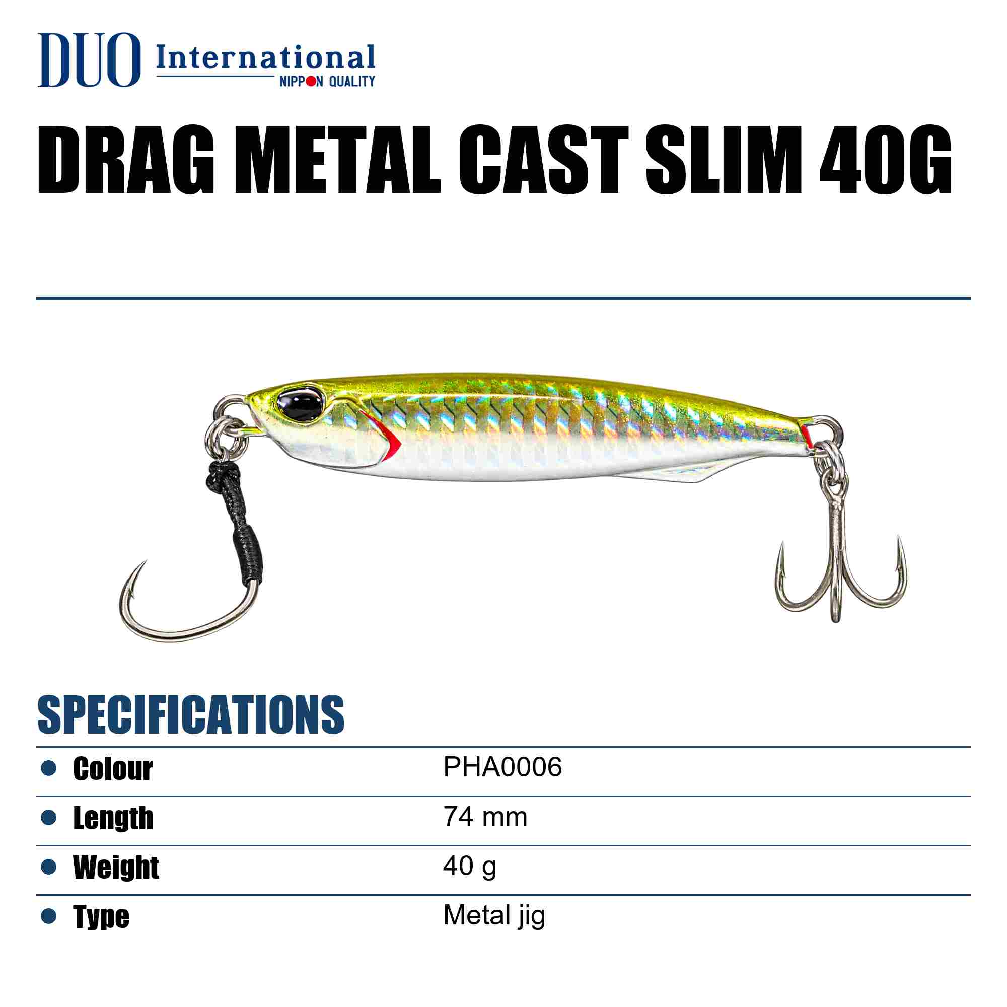 Duo Metal Jig Drag Metal Cast Slim 40 grams PHA0006 (0733)