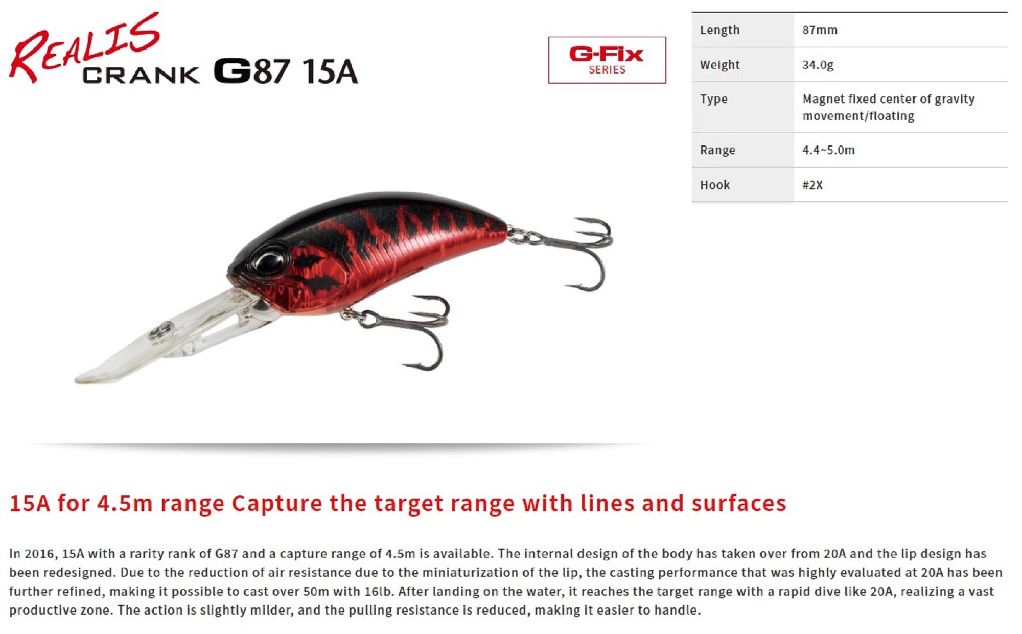 Duo Realis Crank G87 15A Crank Bait Floating Lure DPAZ180 (7091)