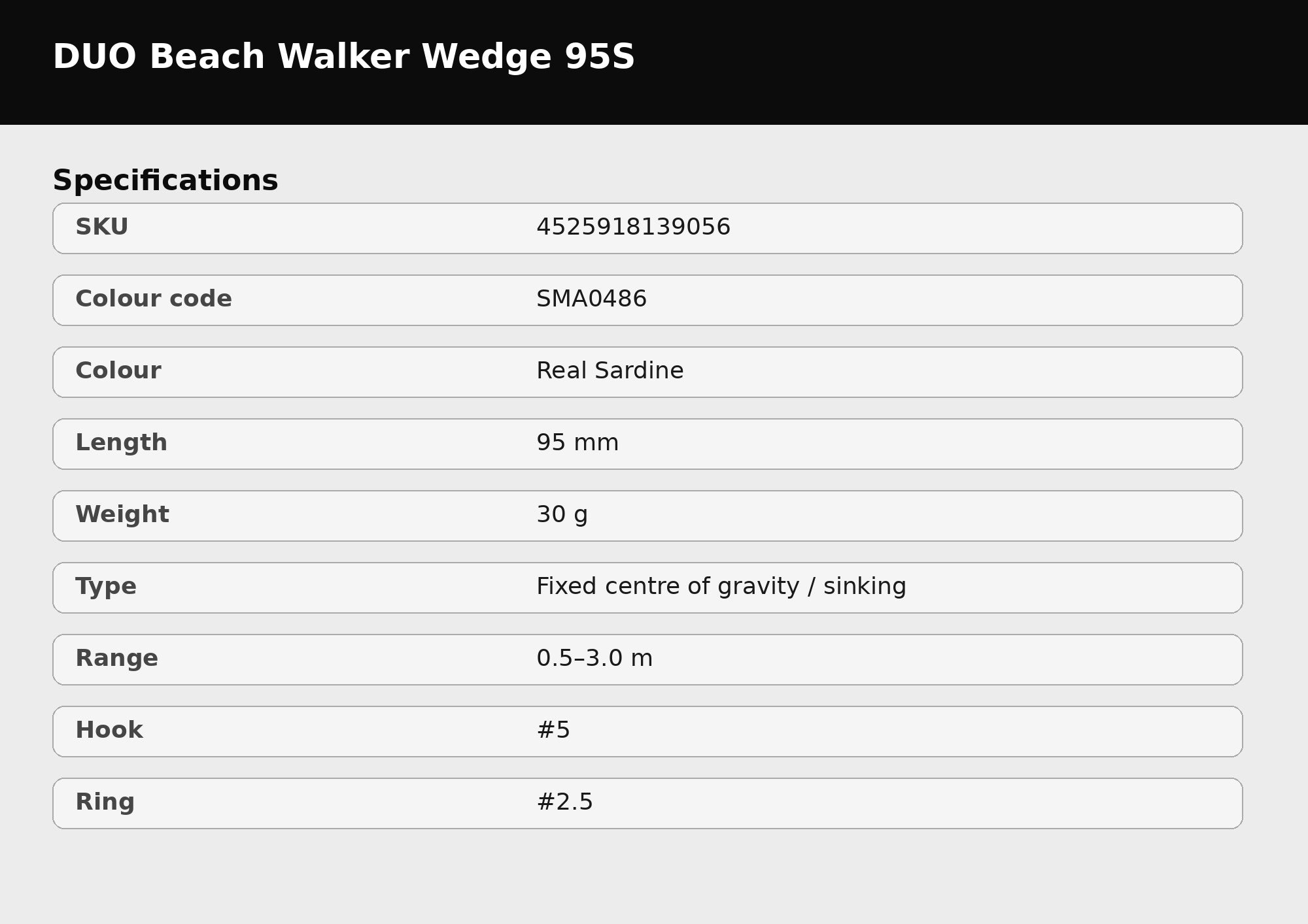 Duo Beach Walker Wedge 95 mm 30 grams Sinking Lure SMA0486 (9056)