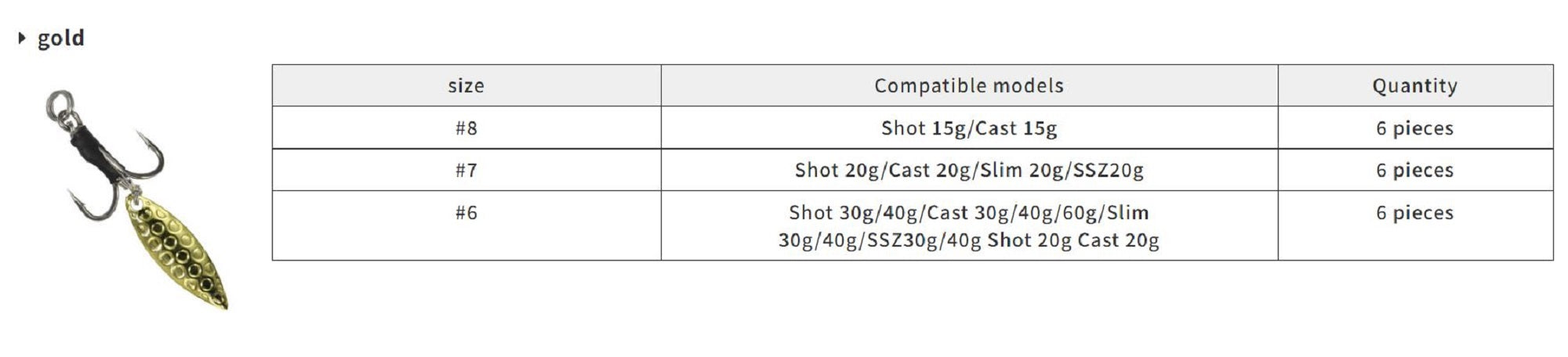 Duo Bladed Treble Hook Drag Metal DS-GB #6 (5476)