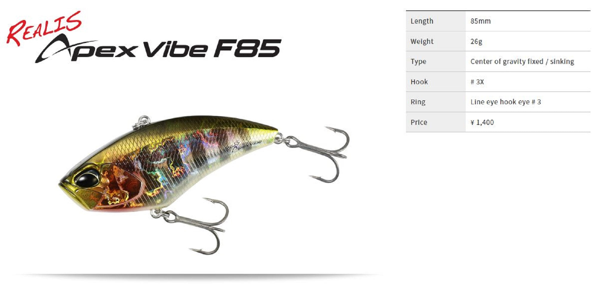 Duo Realis Apex Tune Vibration F85 Sinking Lure ASA3825 (7784)