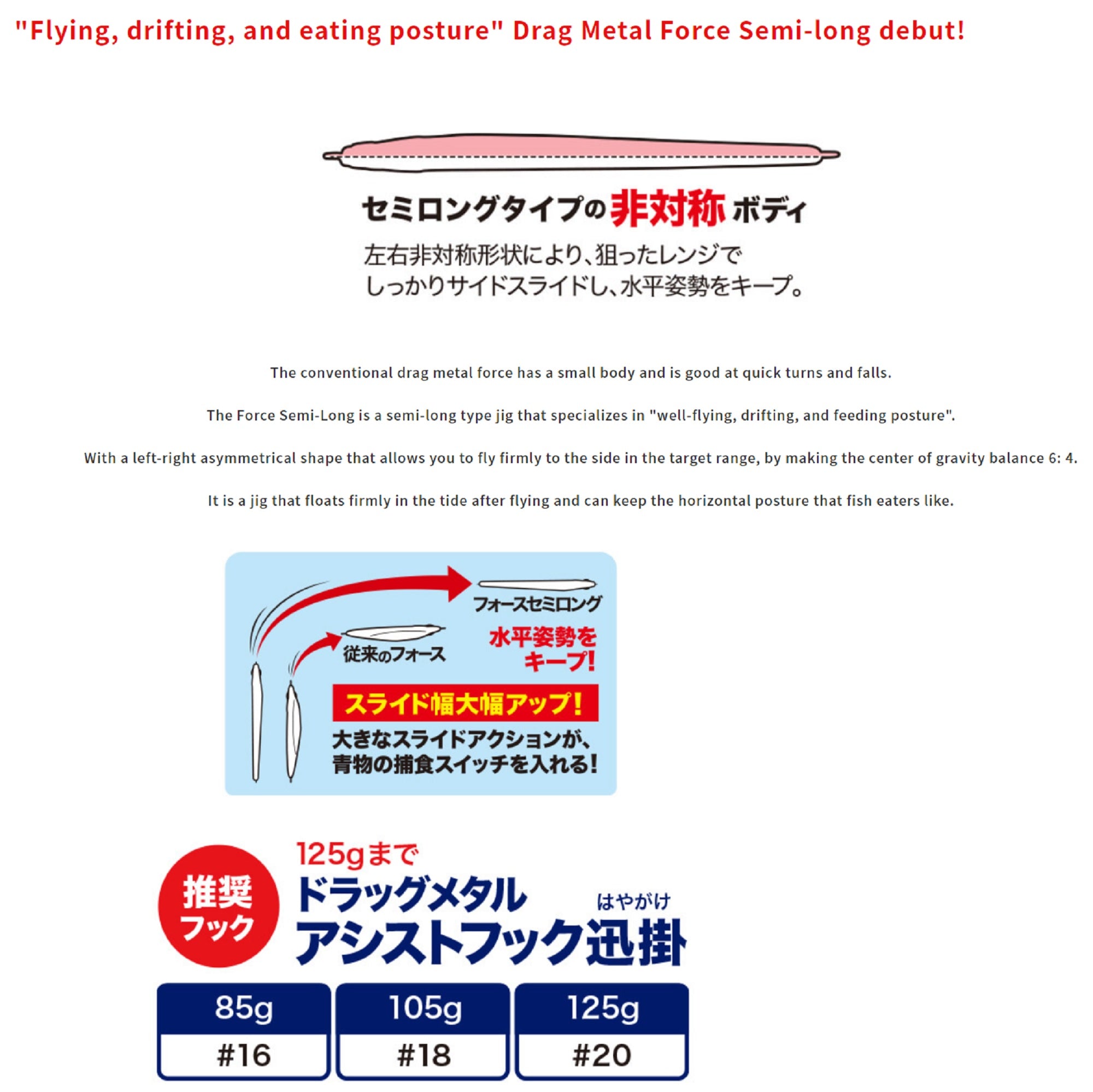 Duo Metal Jig Drag Metal Force Semi Long 250 grams PBA0520 (0104)