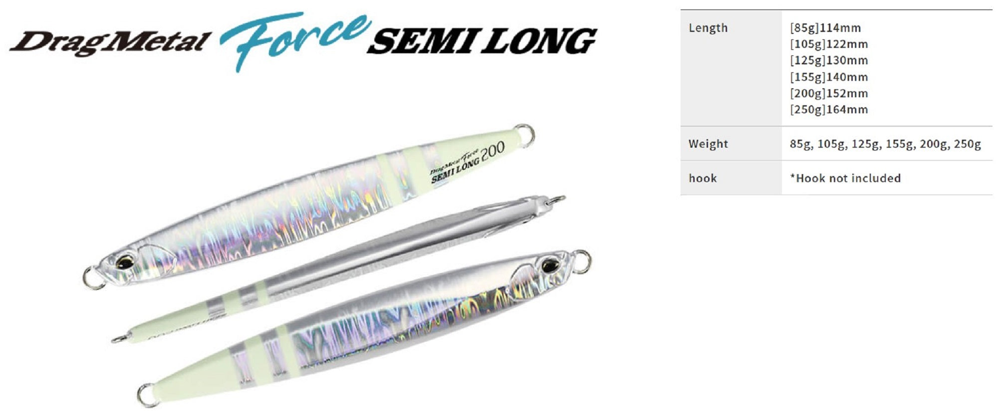 Duo Metal Jig Drag Metal Force Semi Long 250 grams PPA0600 (0128)