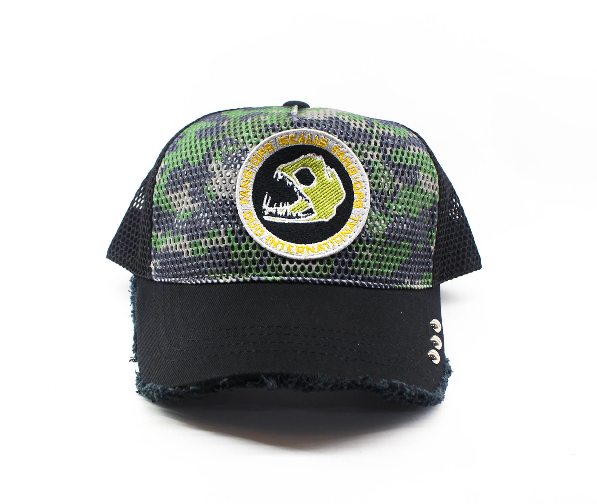 Duo Cap Fang Ops Logo Mesh Free Size Black Camo Orange (3006)