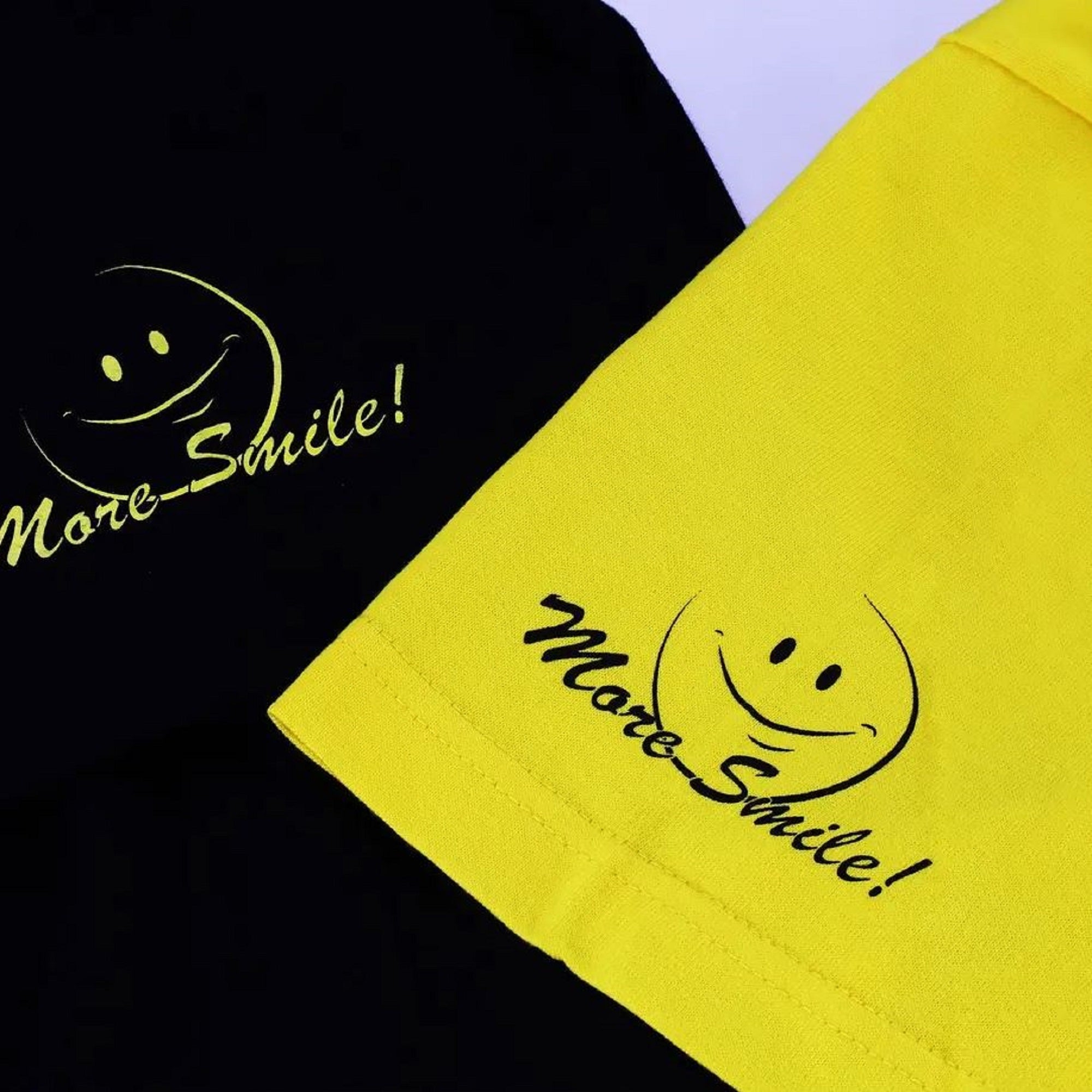 Duo T Shirt Tetra Works More Smile Short Sleeve Cotton Yellow Size S (3846)