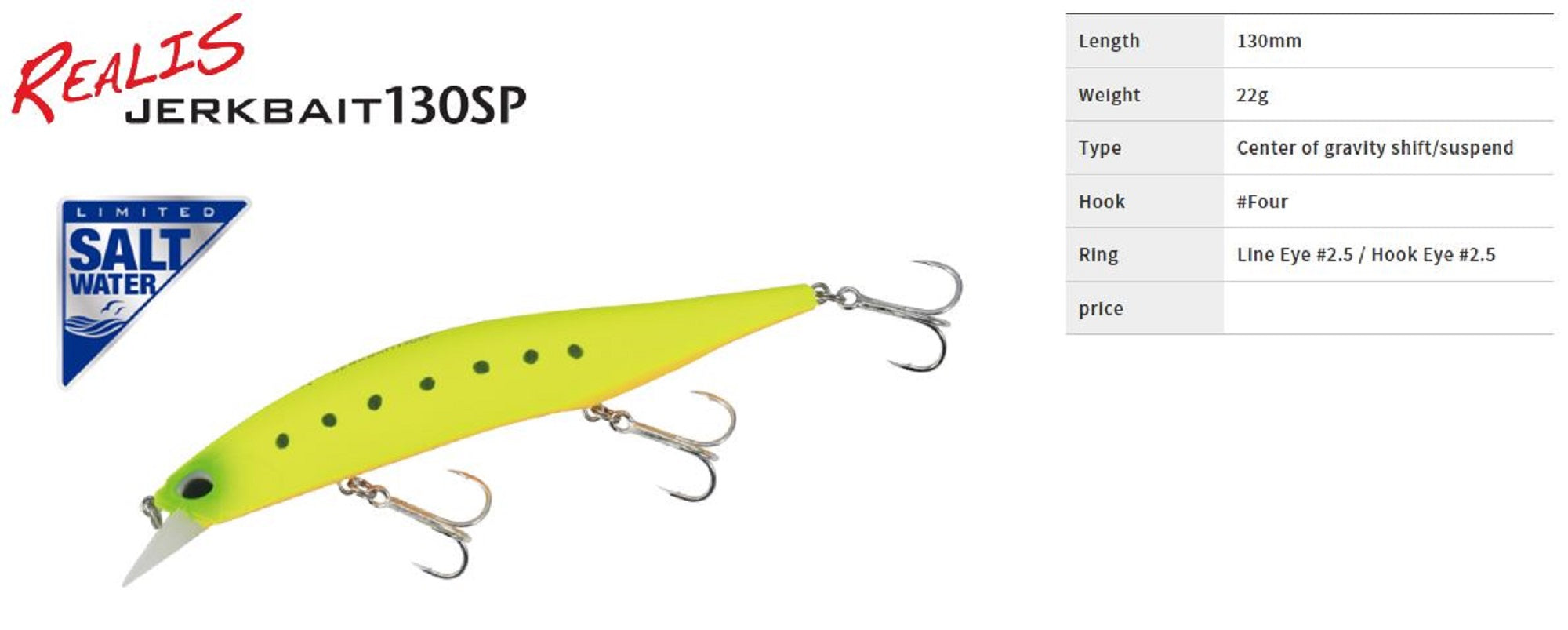 Duo Realis Jerkbait 130S SW Sinking Lure CHA0107 (6175)