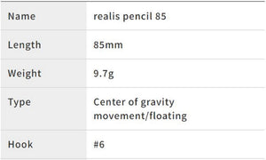 Leurre Duo Realis Pencil 85 – Flottant – Topwater – 85mm – 10g – Neuf