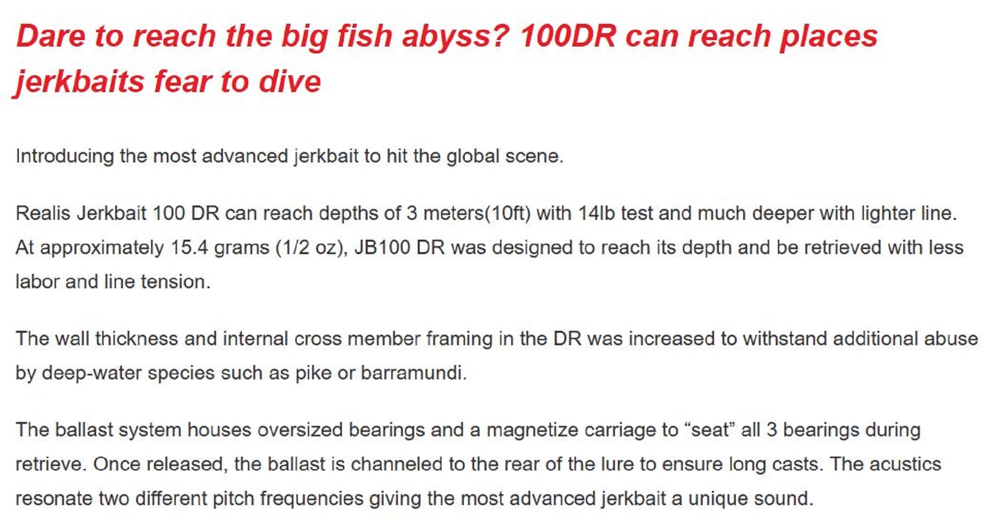 Duo Realis Jerkbait 100 DR Deep Diving Suspend Lure CZA3146 (5195)