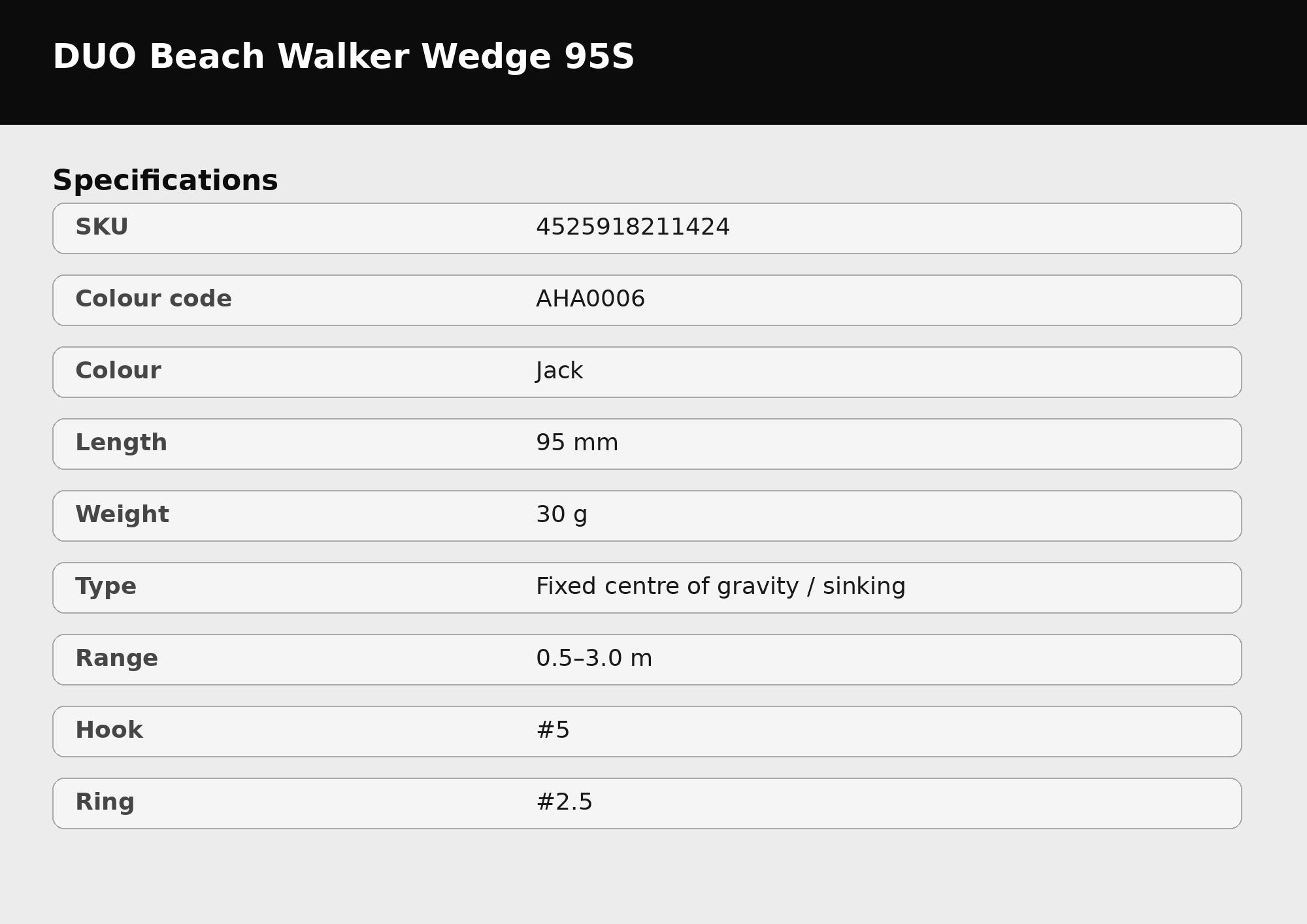 Duo Beach Walker Wedge 95 mm 30 grams Sinking Lure AHA0006 (1424)