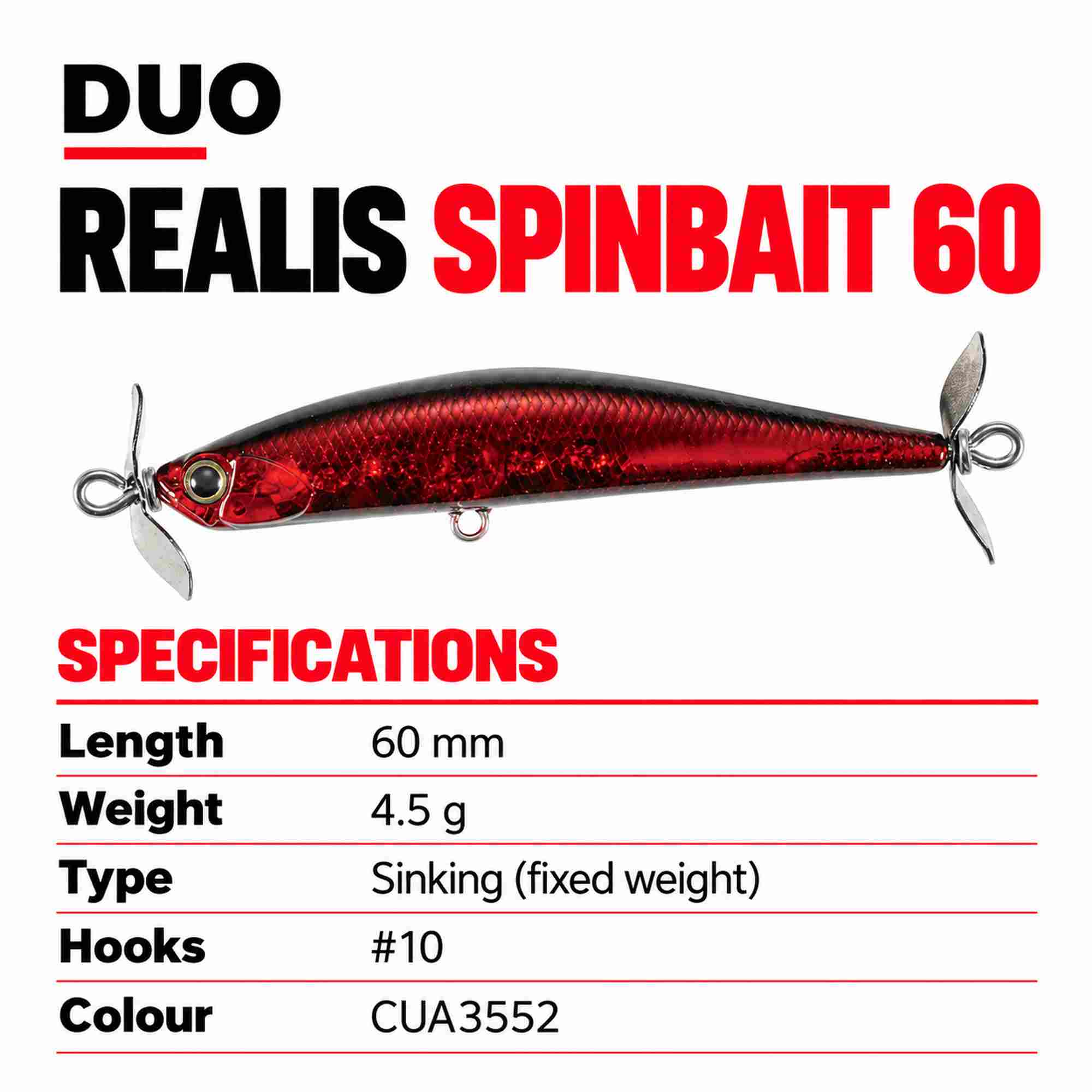 Duo Realis Spin Bait 60 spinbait spybait Sinking Lure CUA3552 (3565)
