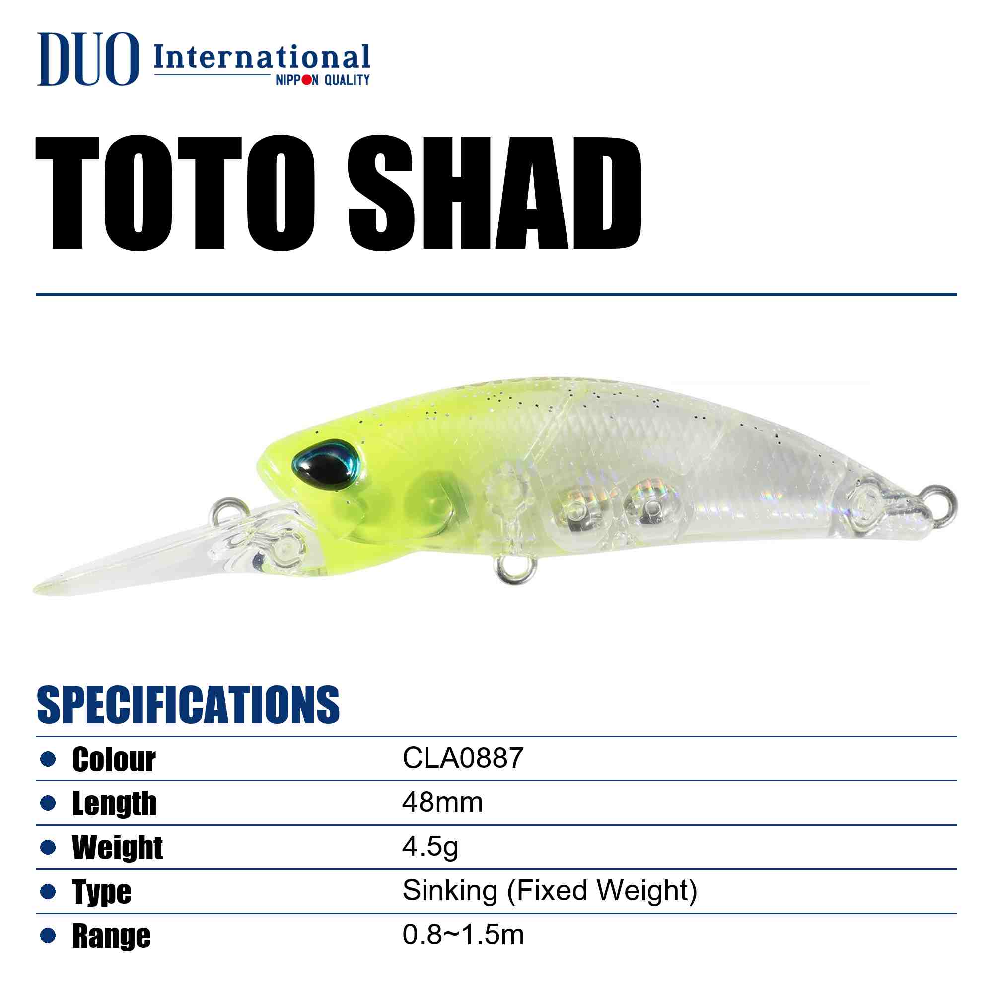Duo Tetra Works Toto Shad 48 mm Sinking Lure CLA0887 (5699)