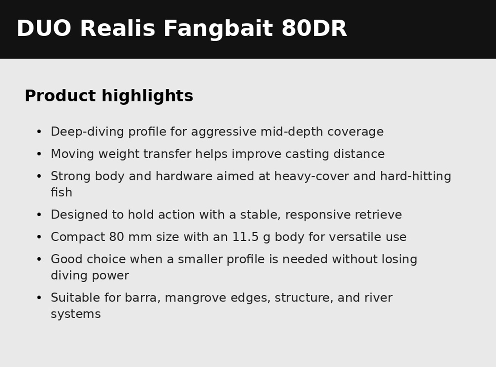 Duo Realis Fangbait 80DR Barra Tuned Suspend Lure CHH0320 (6016)