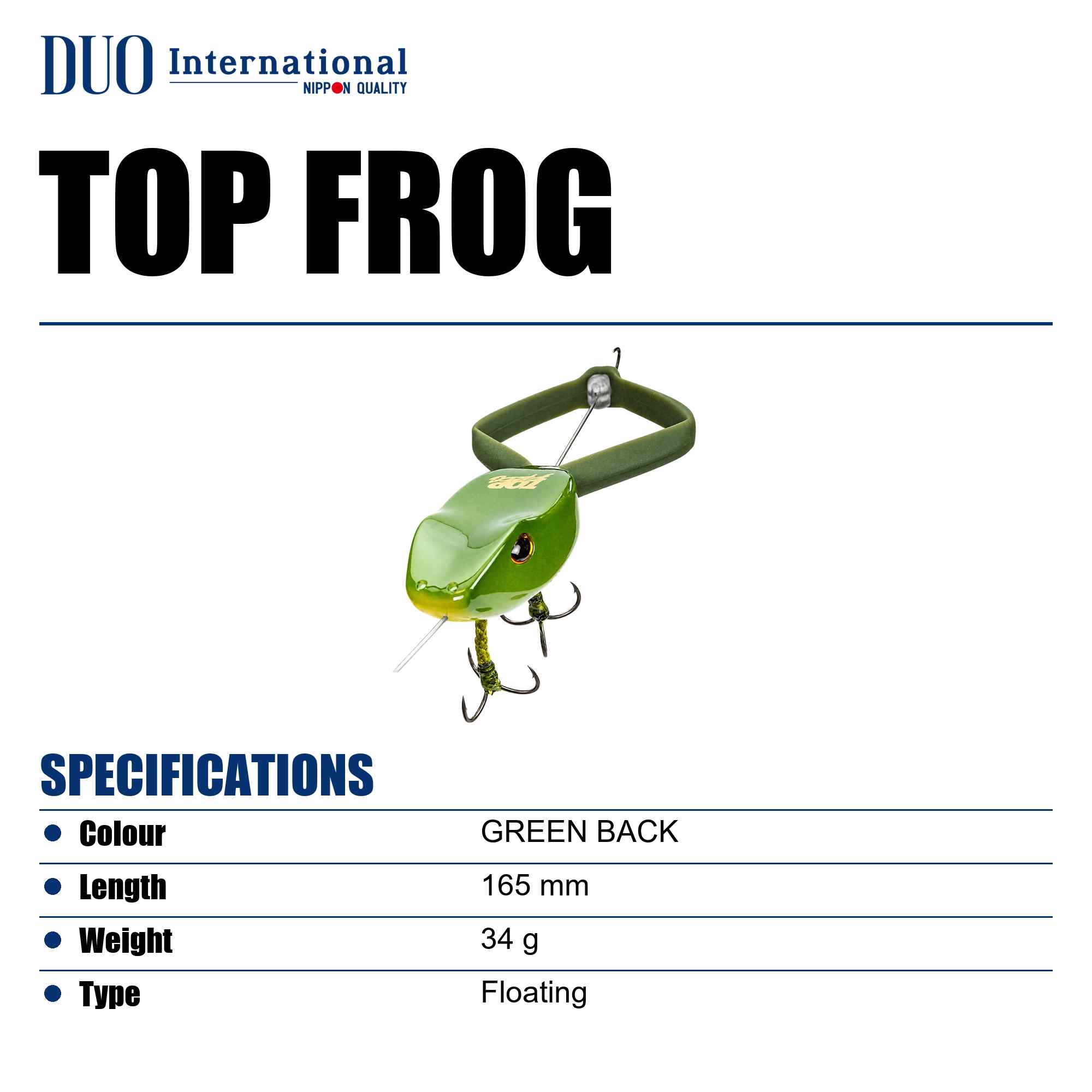 Duo Top Frog 165mm 34 grams Floating Lure Green Back (8699)