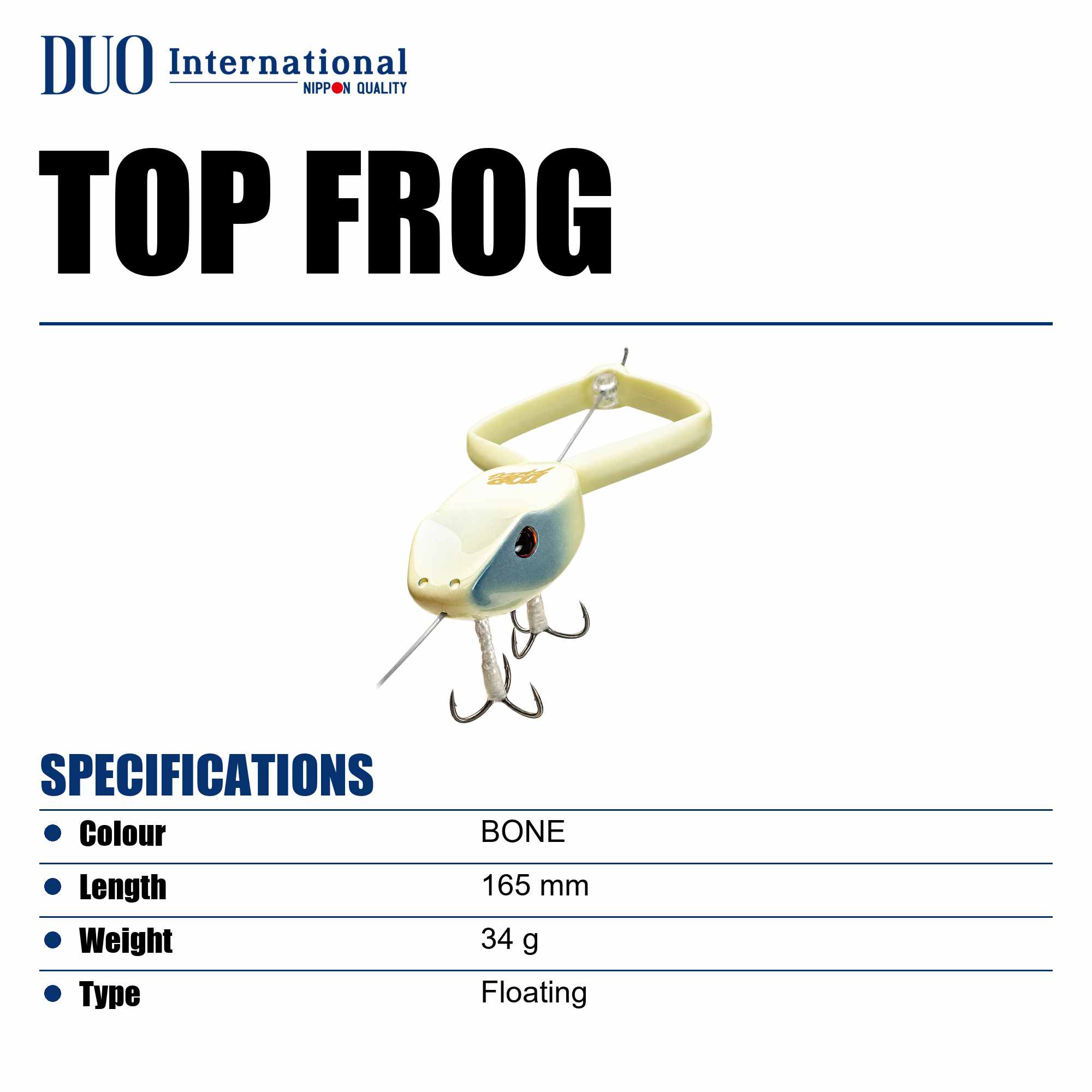 Duo Top Frog 165mm 34 grams Floating Lure Bone (8729)
