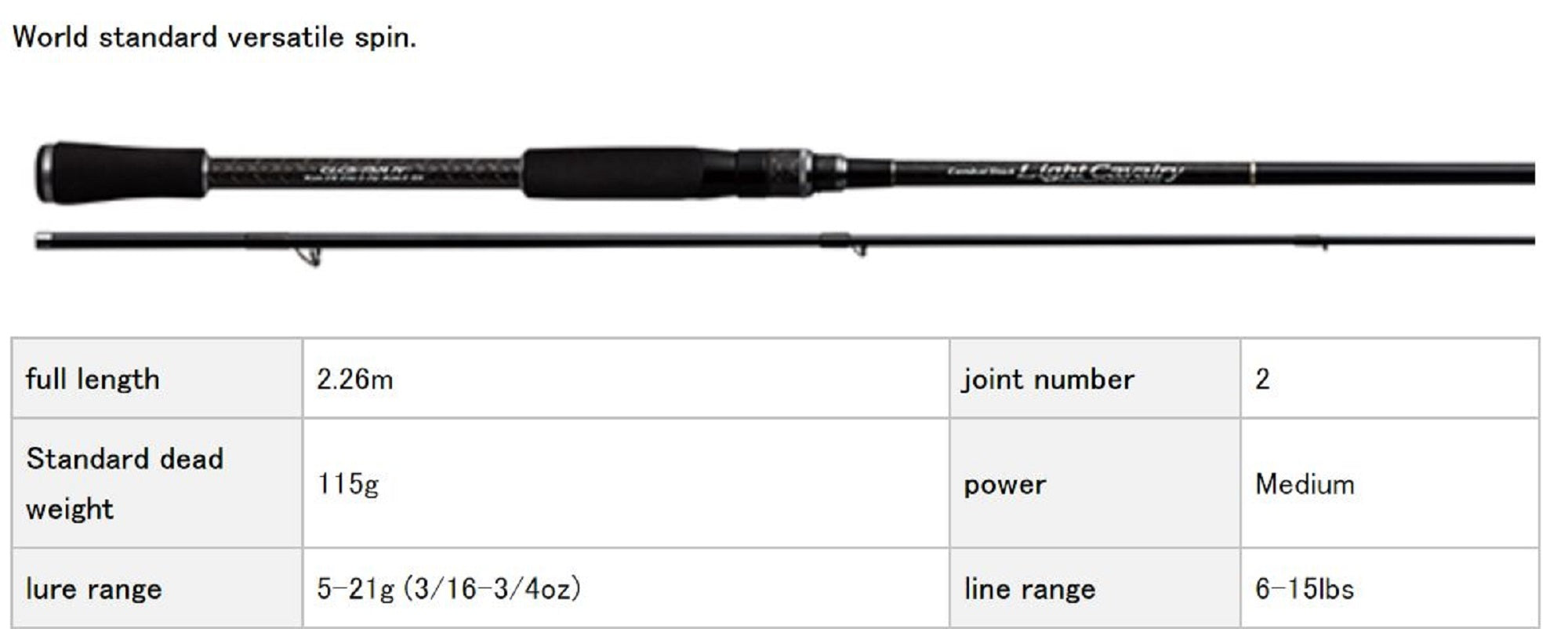 Evergreen Rod Spinning Light Calvary CLCS-75M 2 Piece (1417)
