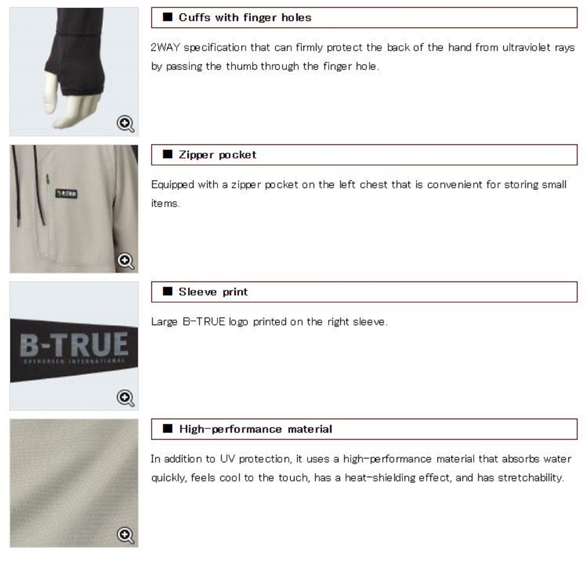 Evergreen Hoodie B-True UV Sun Block Size M Black (2642)