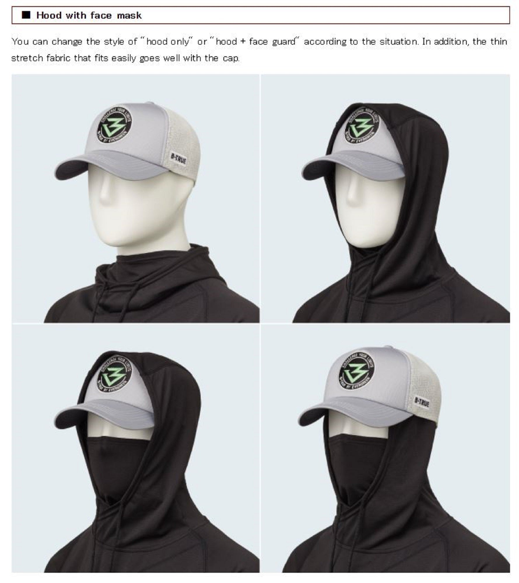 Evergreen Hoodie B-True UV Sun Block Size L Navy (2697)