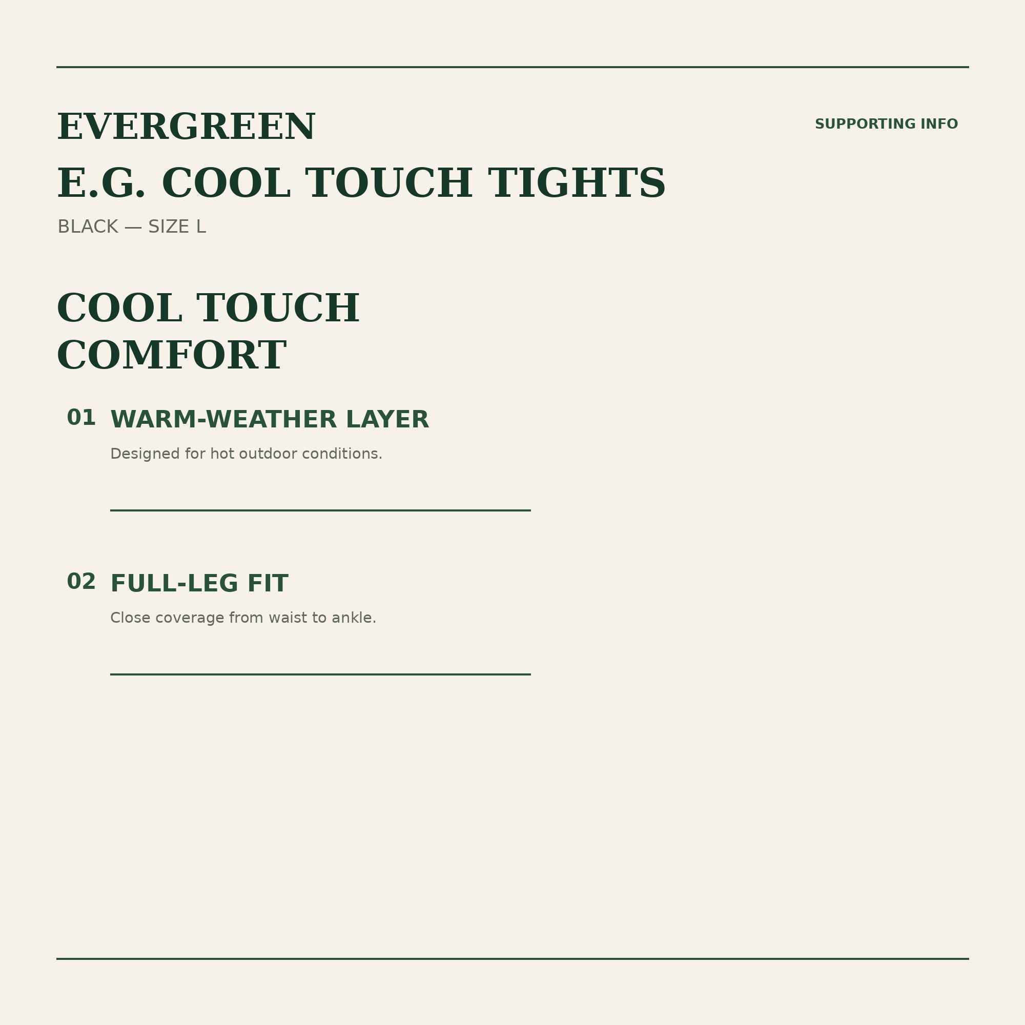 Evergreen Tights Cool Touch Size L Black (3082)