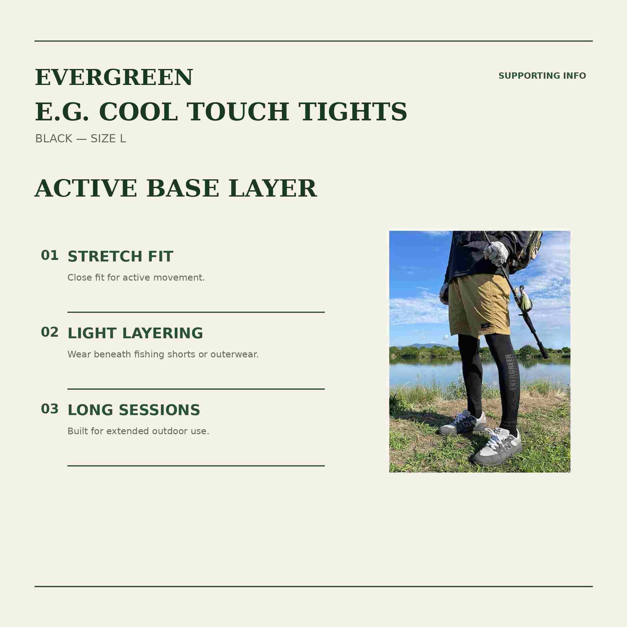 Evergreen Tights Cool Touch Size L Black (3082)