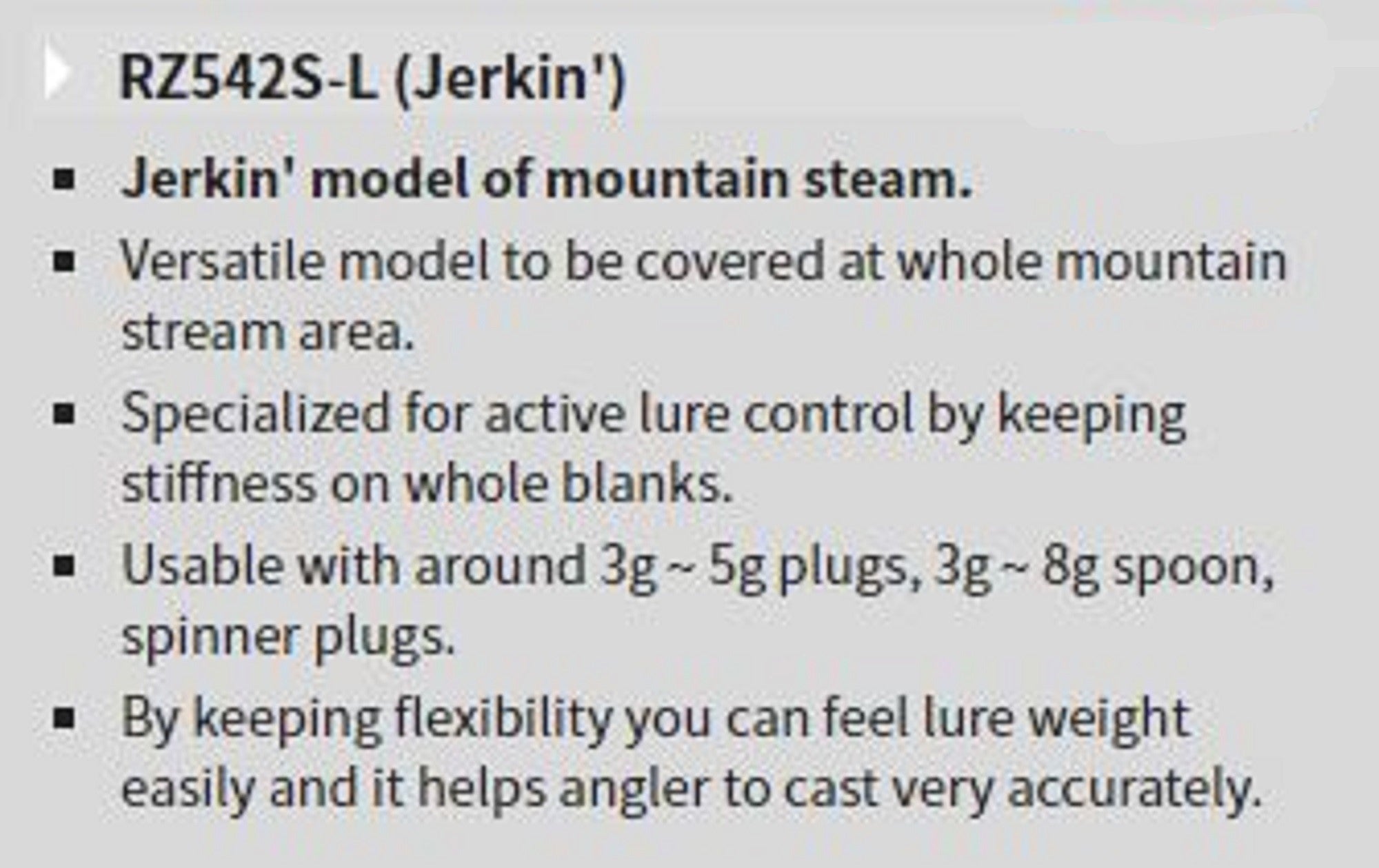 Tenryu Rod Spinning Rayz RZ 542S-L " Jerkin " (1560)