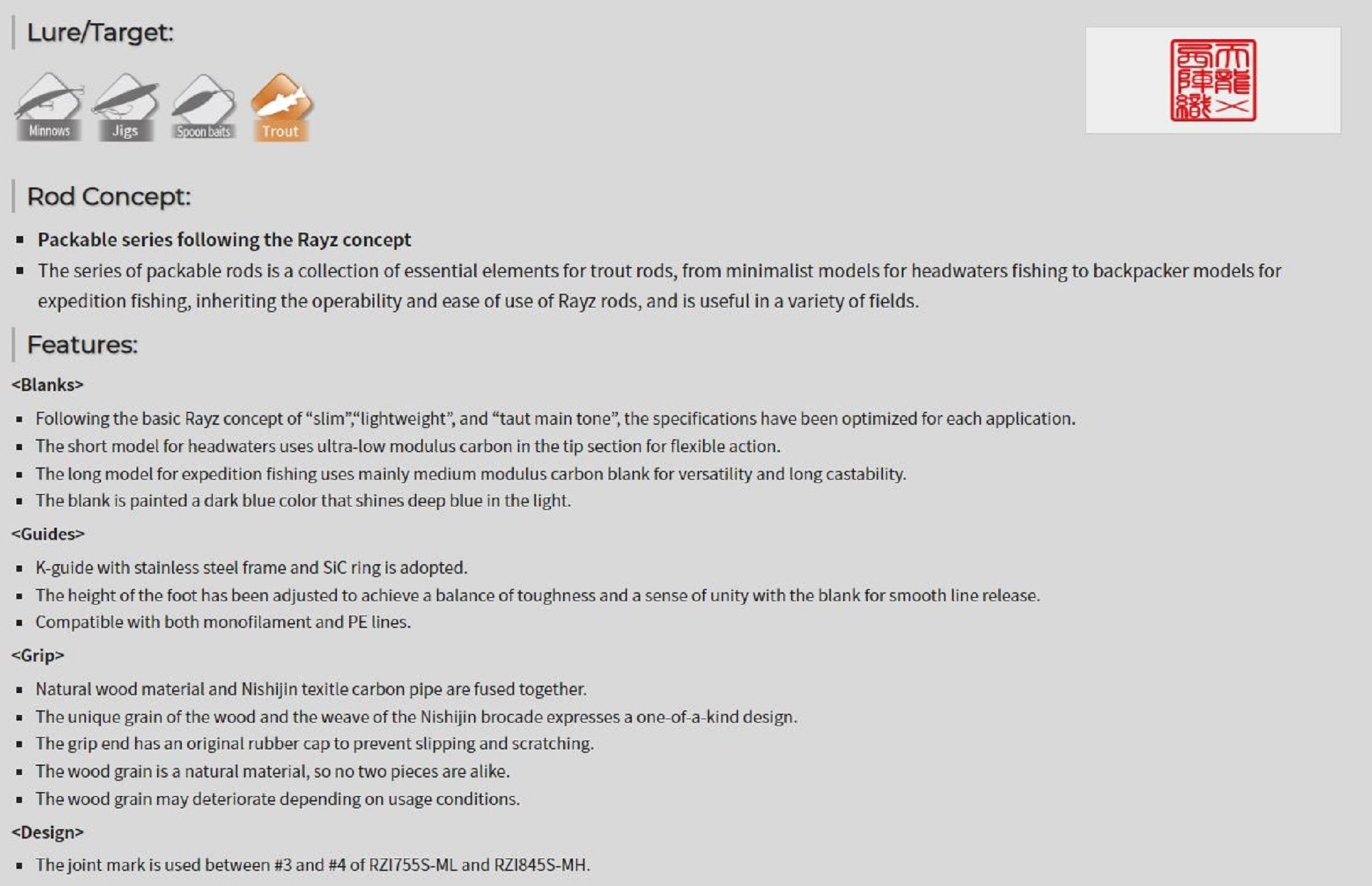 Tenryu Rod Baitcast Rayz Integral RZI 484B-UL Twitchin-4 Section (2697)