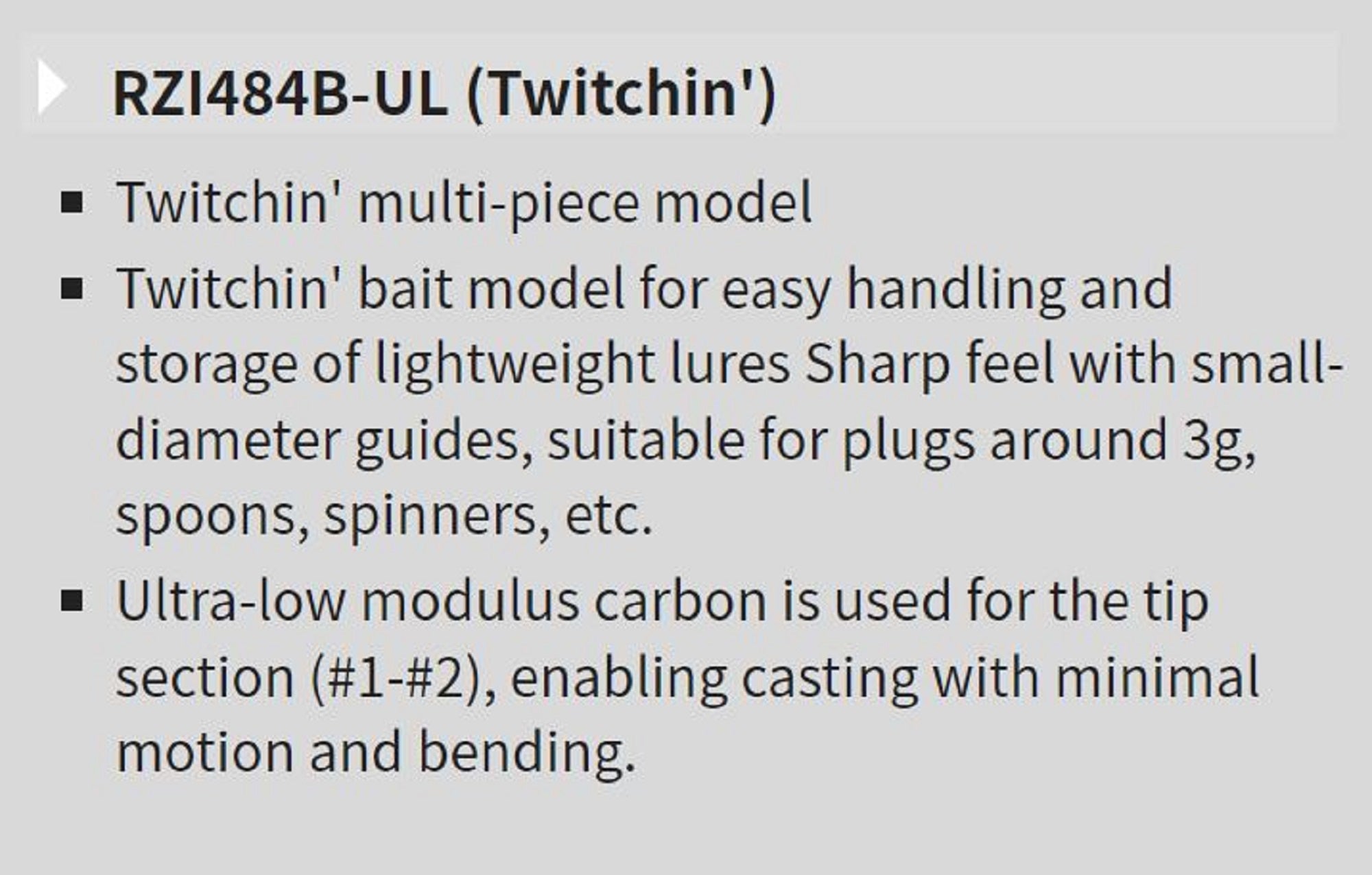 Tenryu Rod Baitcast Rayz Integral RZI 484B-UL Twitchin-4 Section (2697)