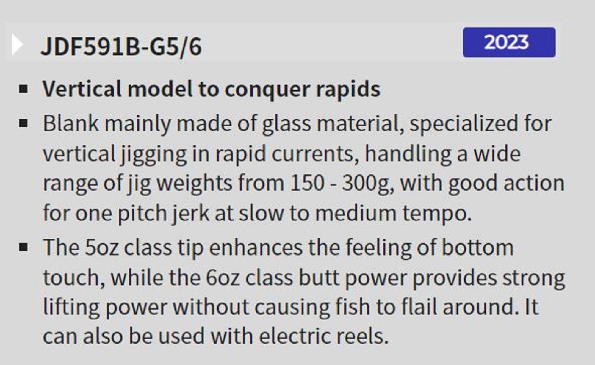 Tenryu Rod Baitcast Jig Zam Drag Force JDF 591B-G5/6 (2949)