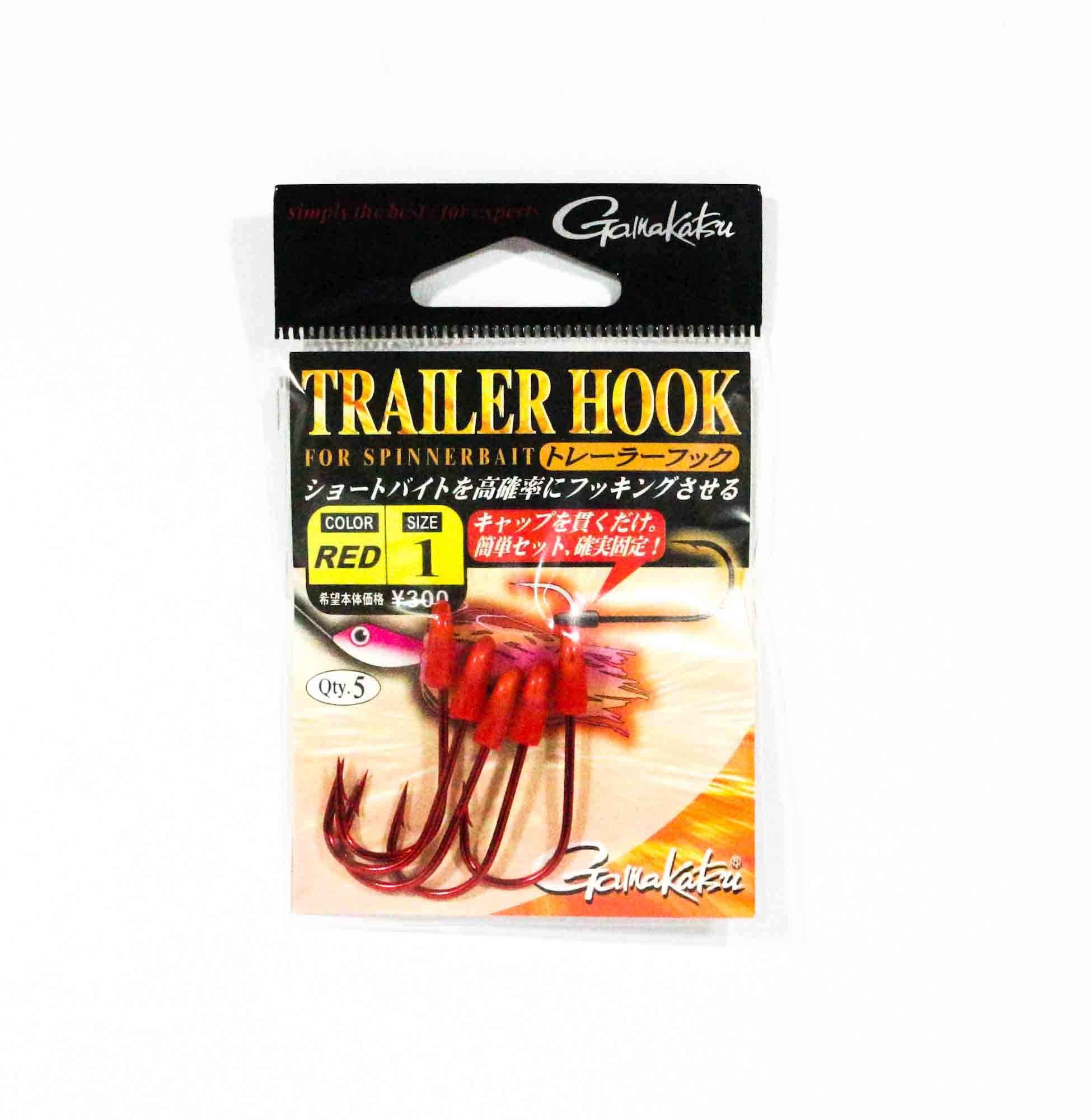 Gamakatsu 67327 Trailer Hook for Spinner Bait Red Size 1 ,5 Per pack (2326)