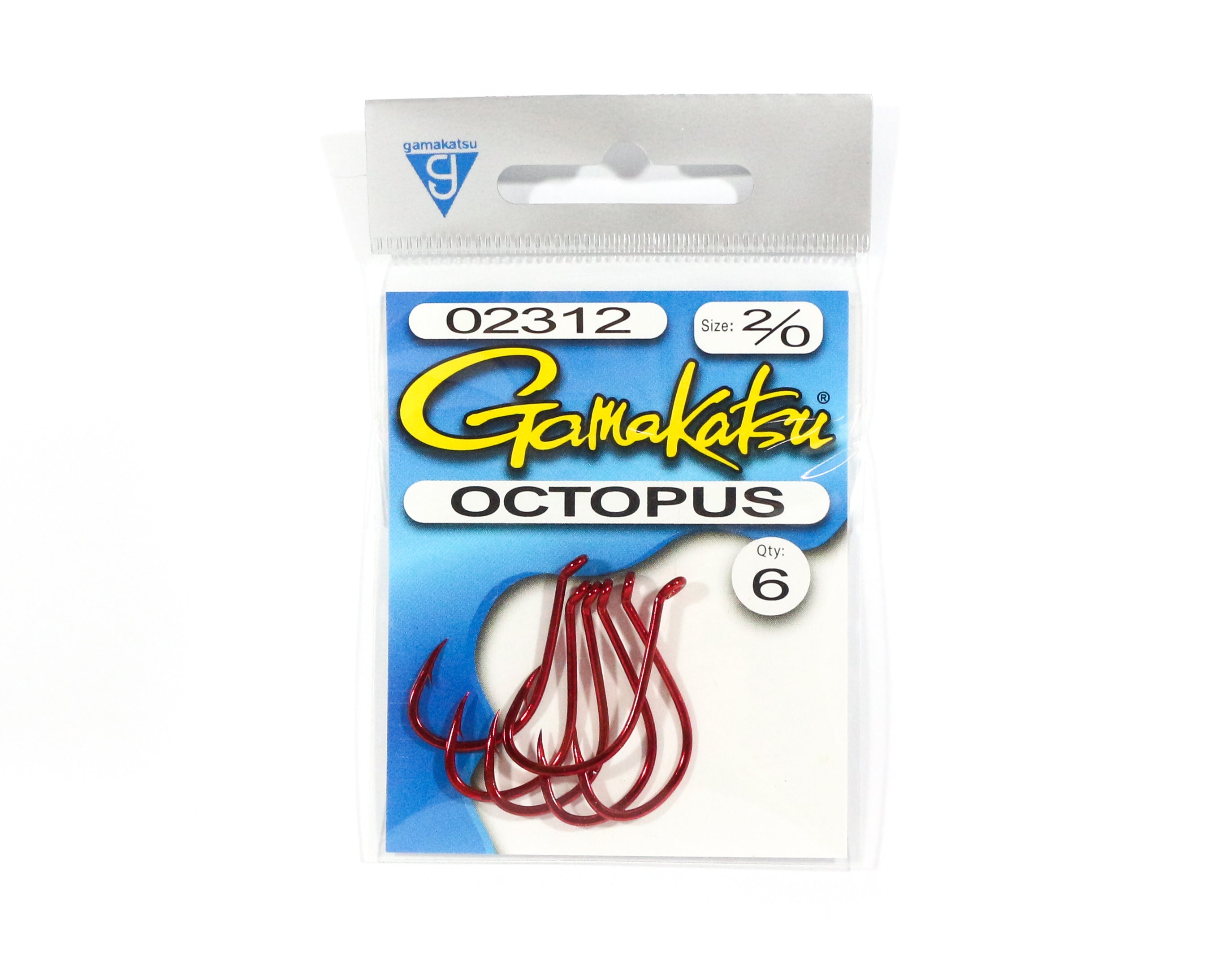 Gamakatsu Octopus Hook Red Size 2/0 ,6 Per pack (1217)