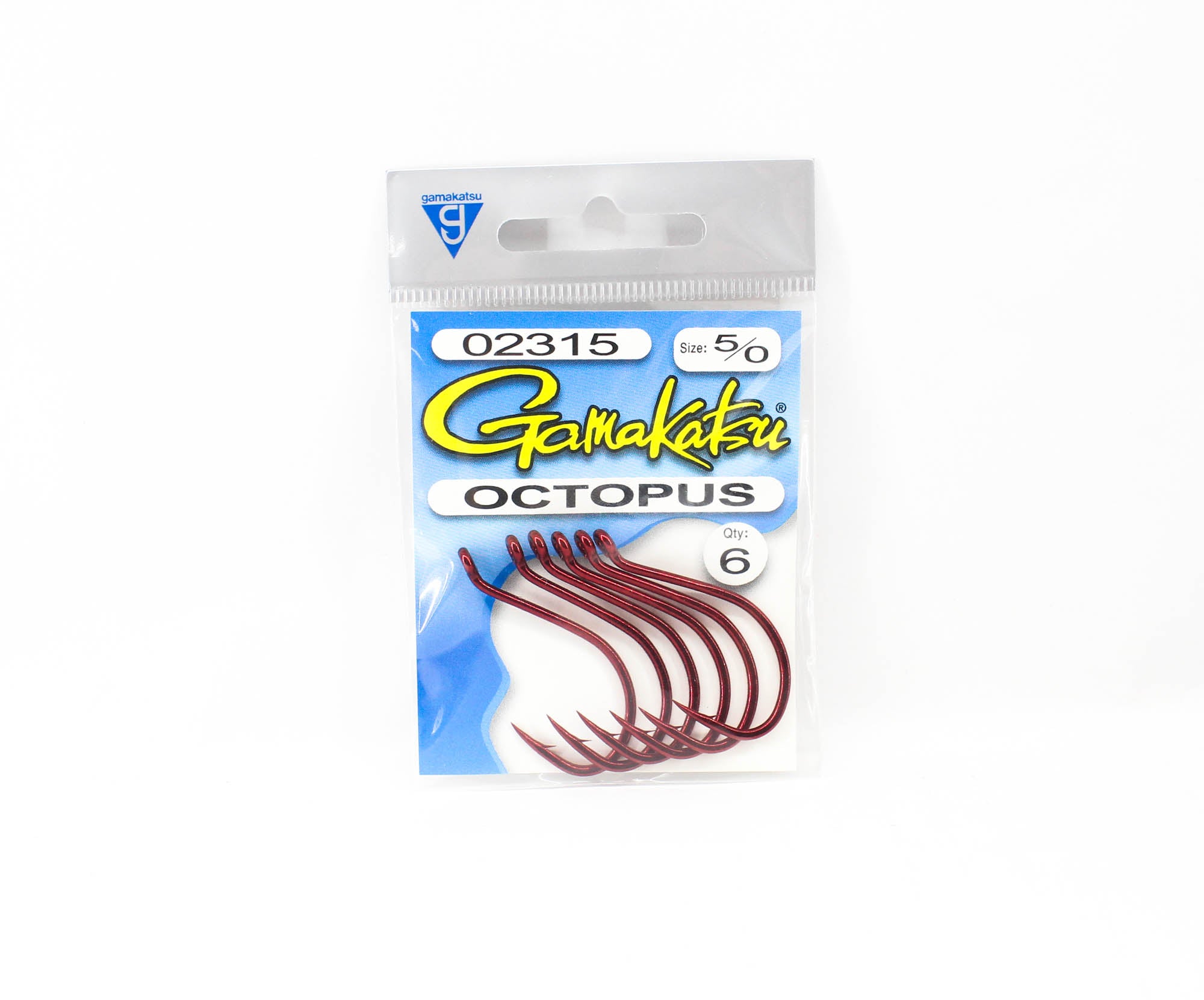 Gamakatsu 2315 Octopus Hook Red Size 5/0 , 6 Per pack (1248)