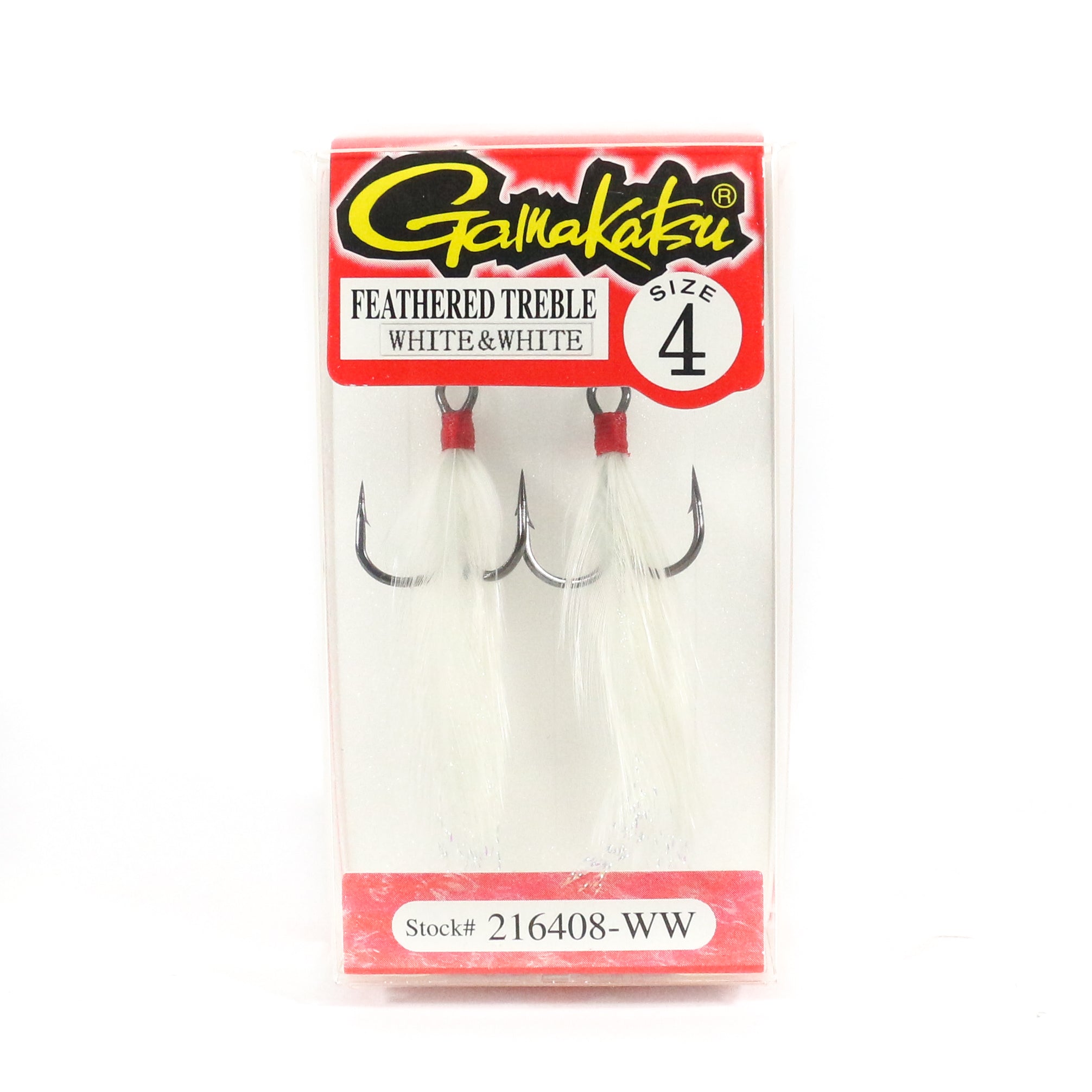 Gamakatsu Treble Hook White Feather Size 4 ,2 Per pack (3693)
